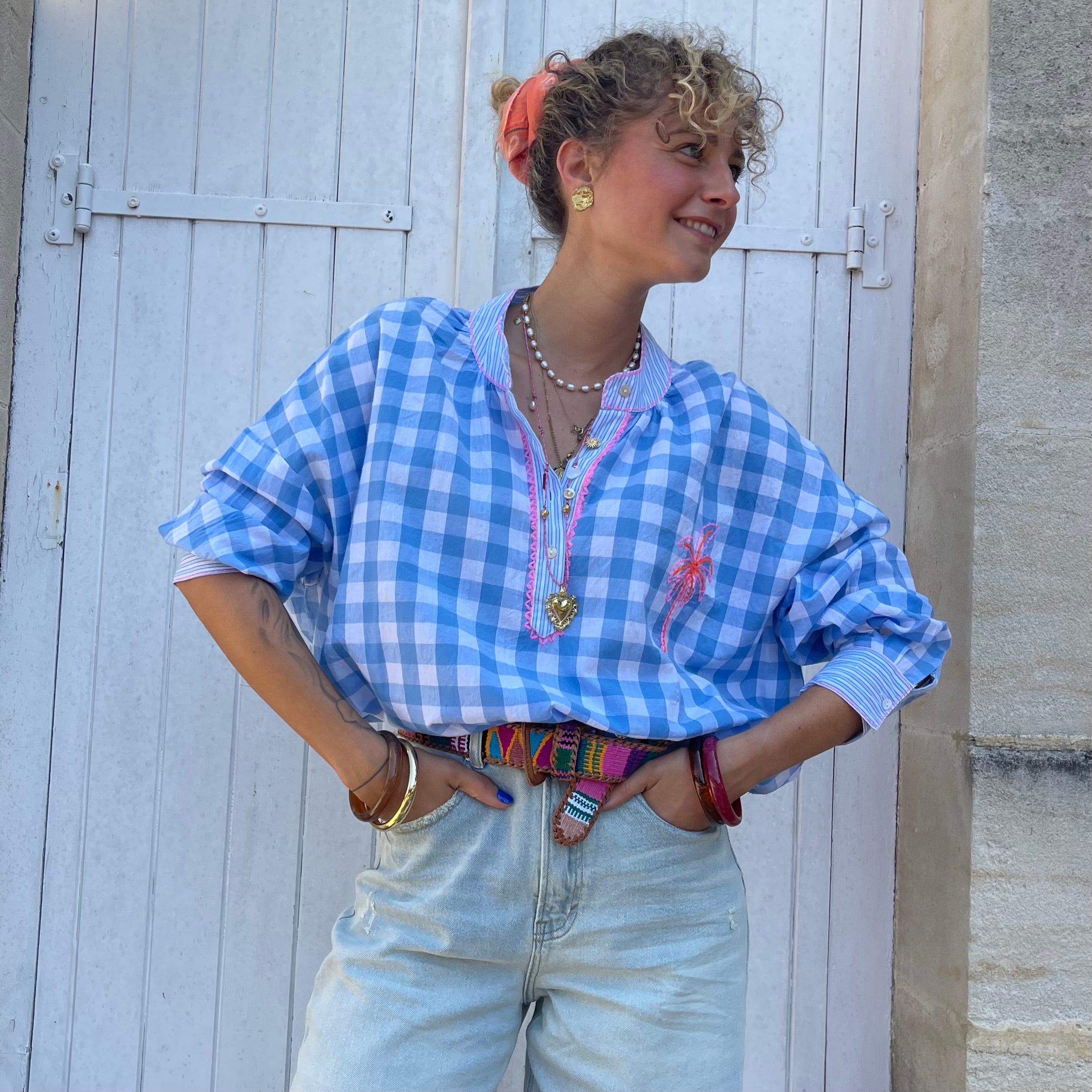 Blouse FLUA, vivhy bleu ciel, coton, léger