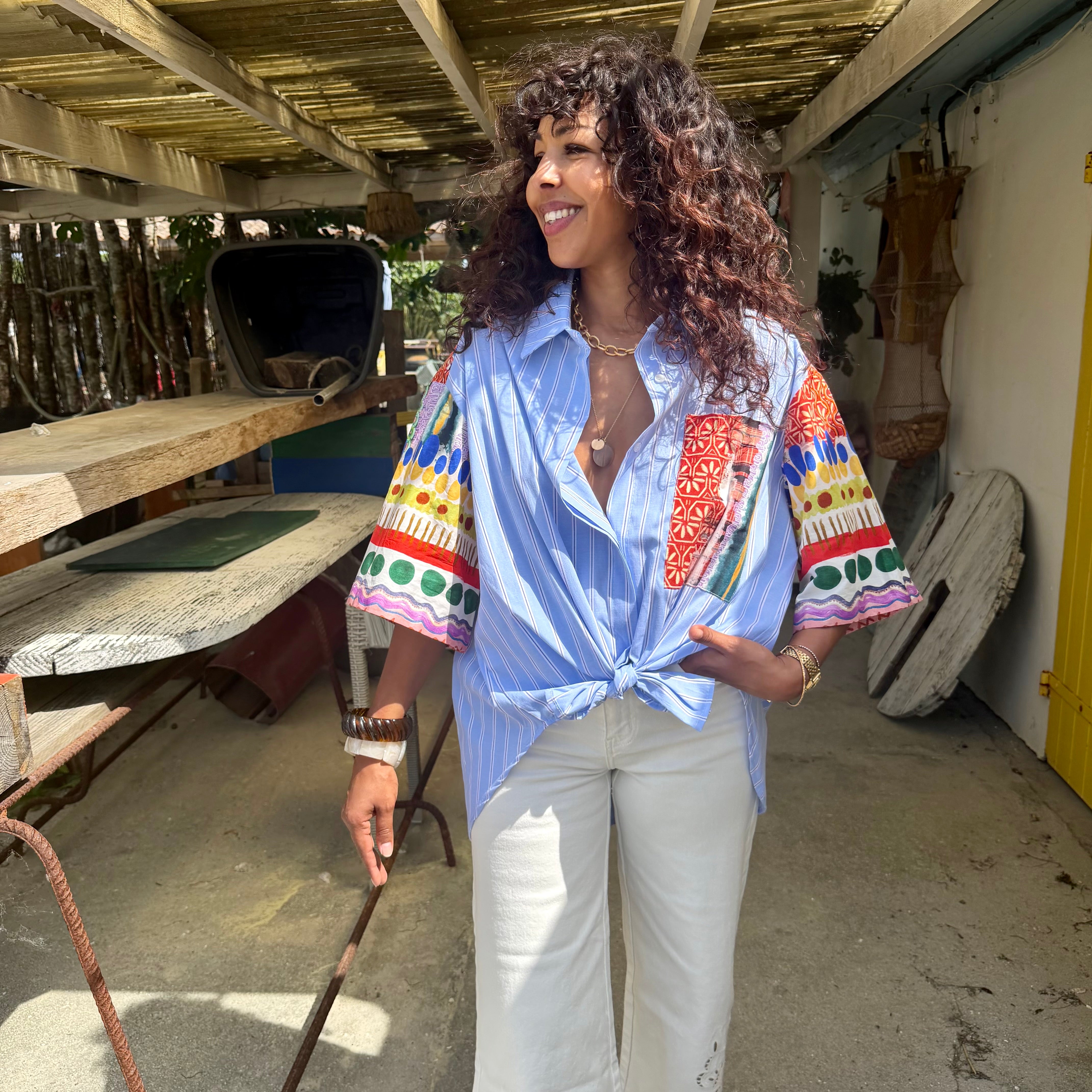 Chemise LILIA rayé bleu