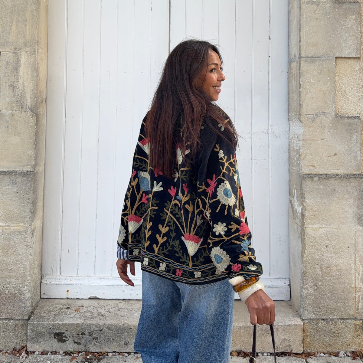 Veste SUZANE brodé noir