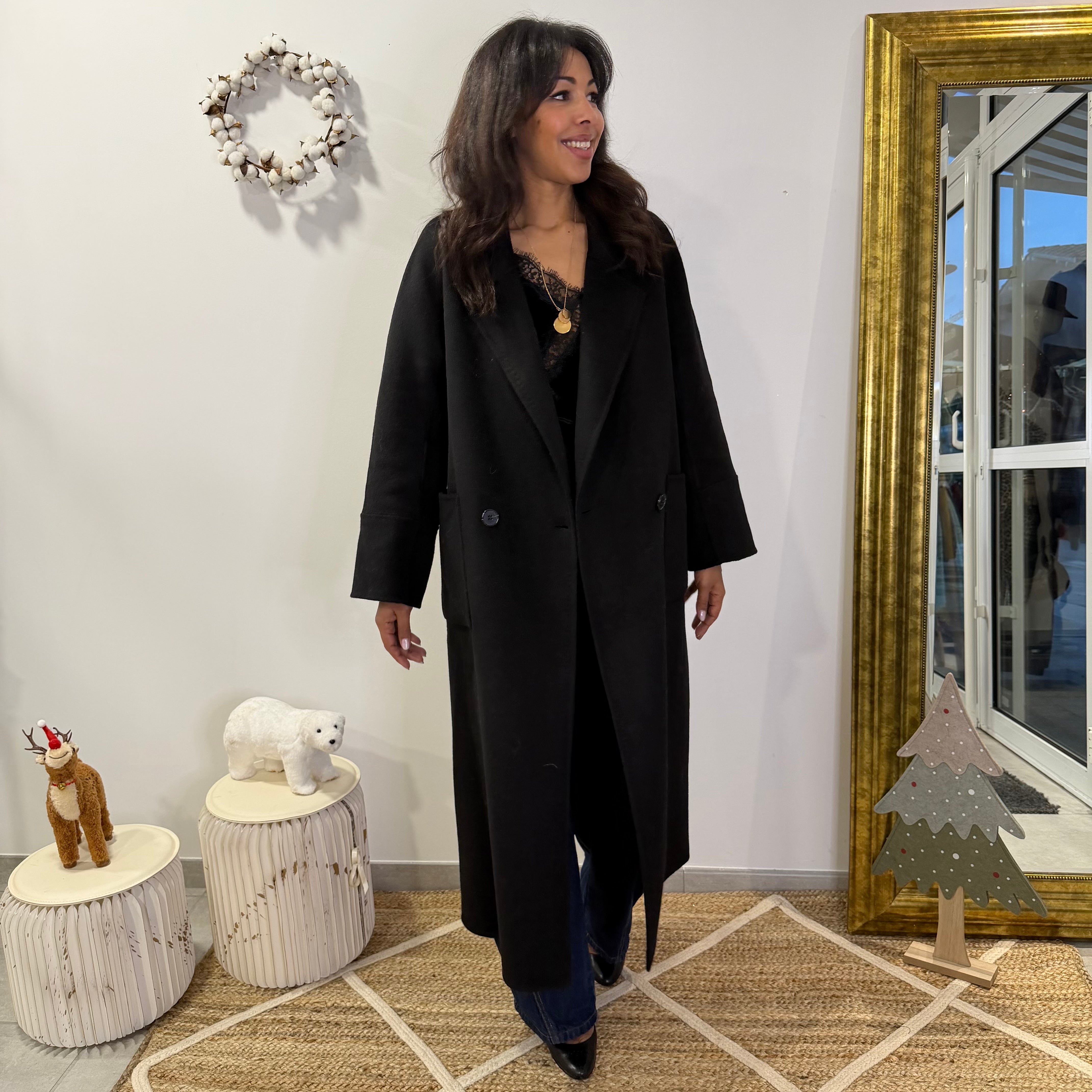 Manteau noir ELVEN laine