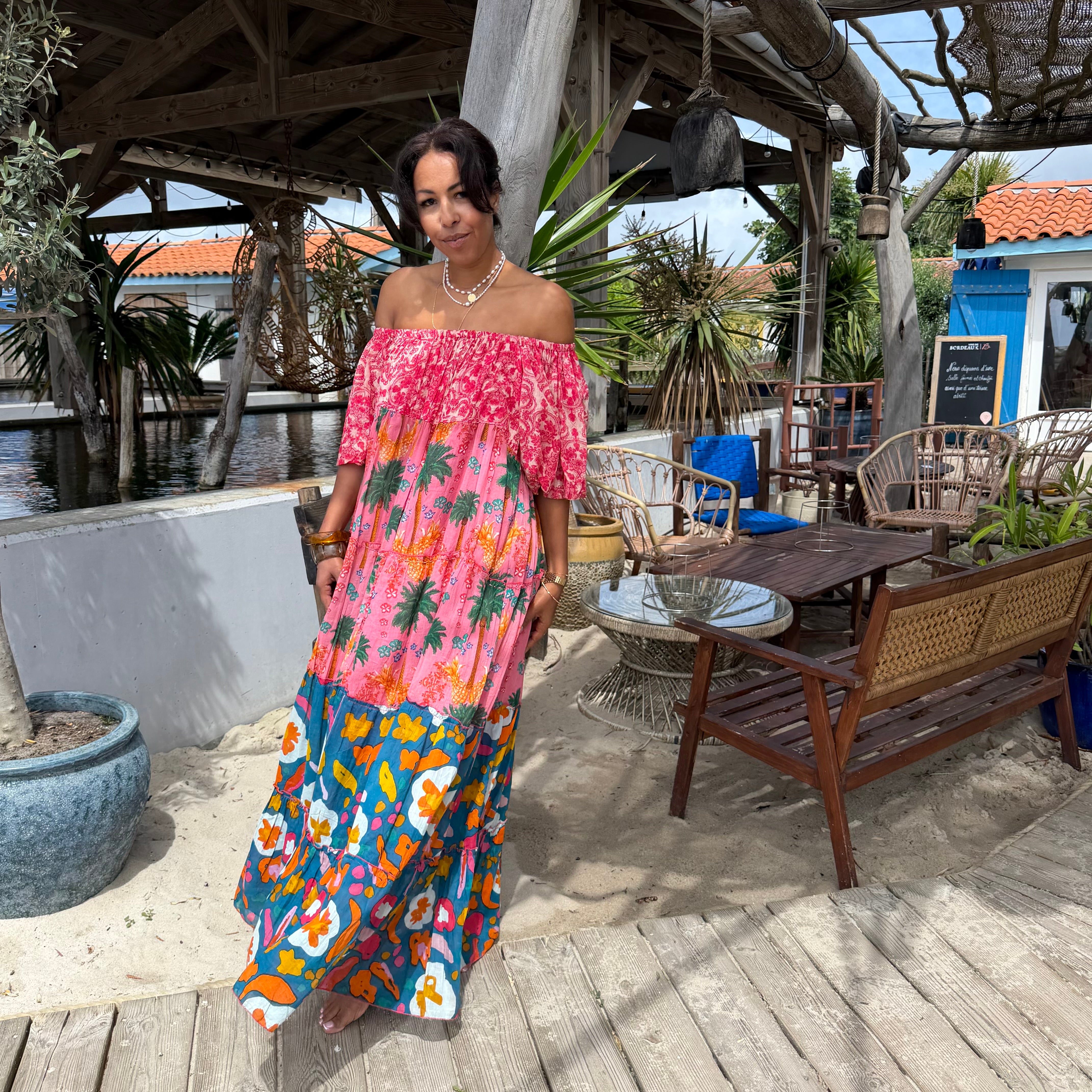 Robe longue fluide tropicale RIONA