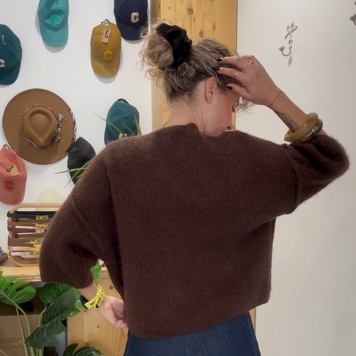 Pull baby alpaga LIO marron manche 3/4