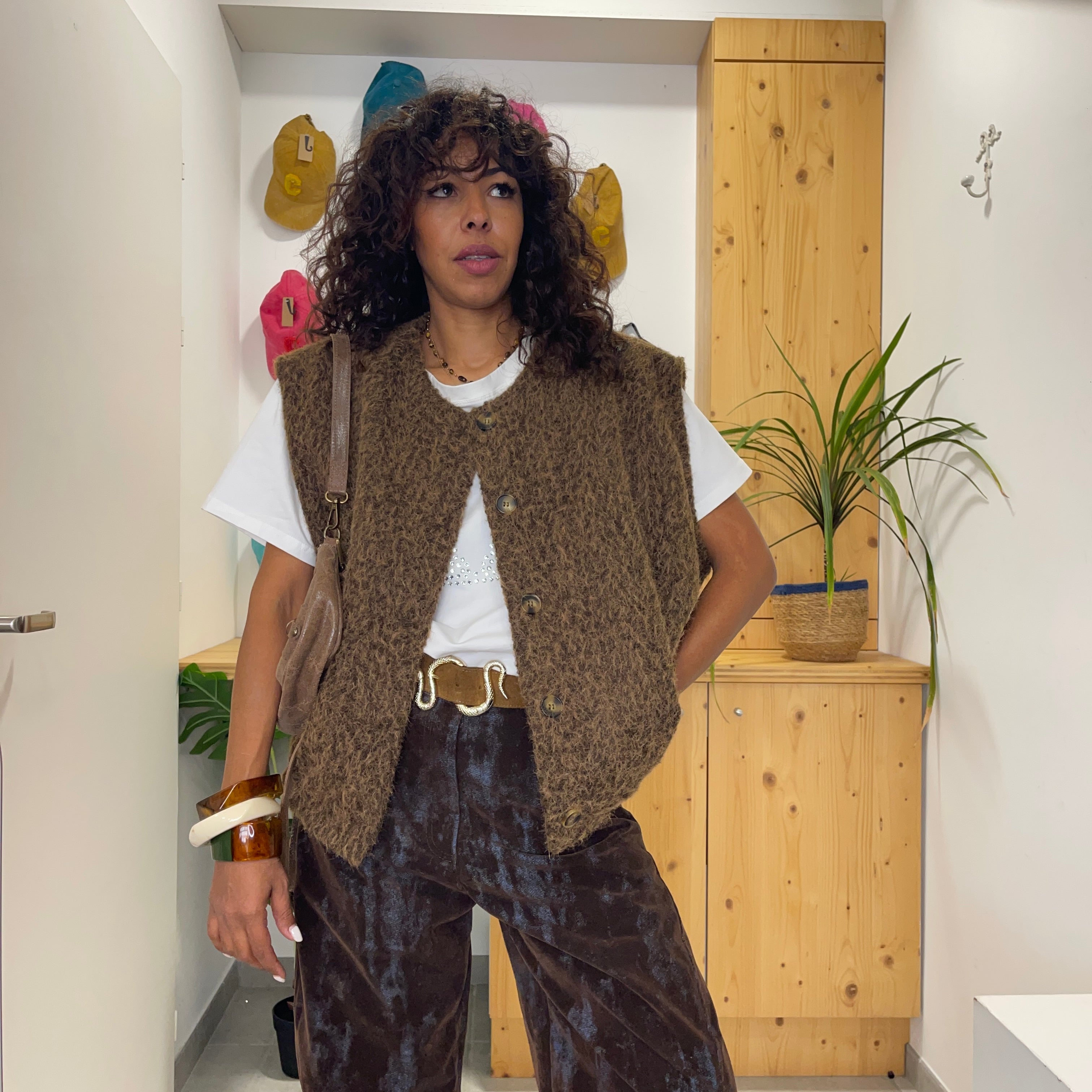 Gilet sans manches Heydi marron
