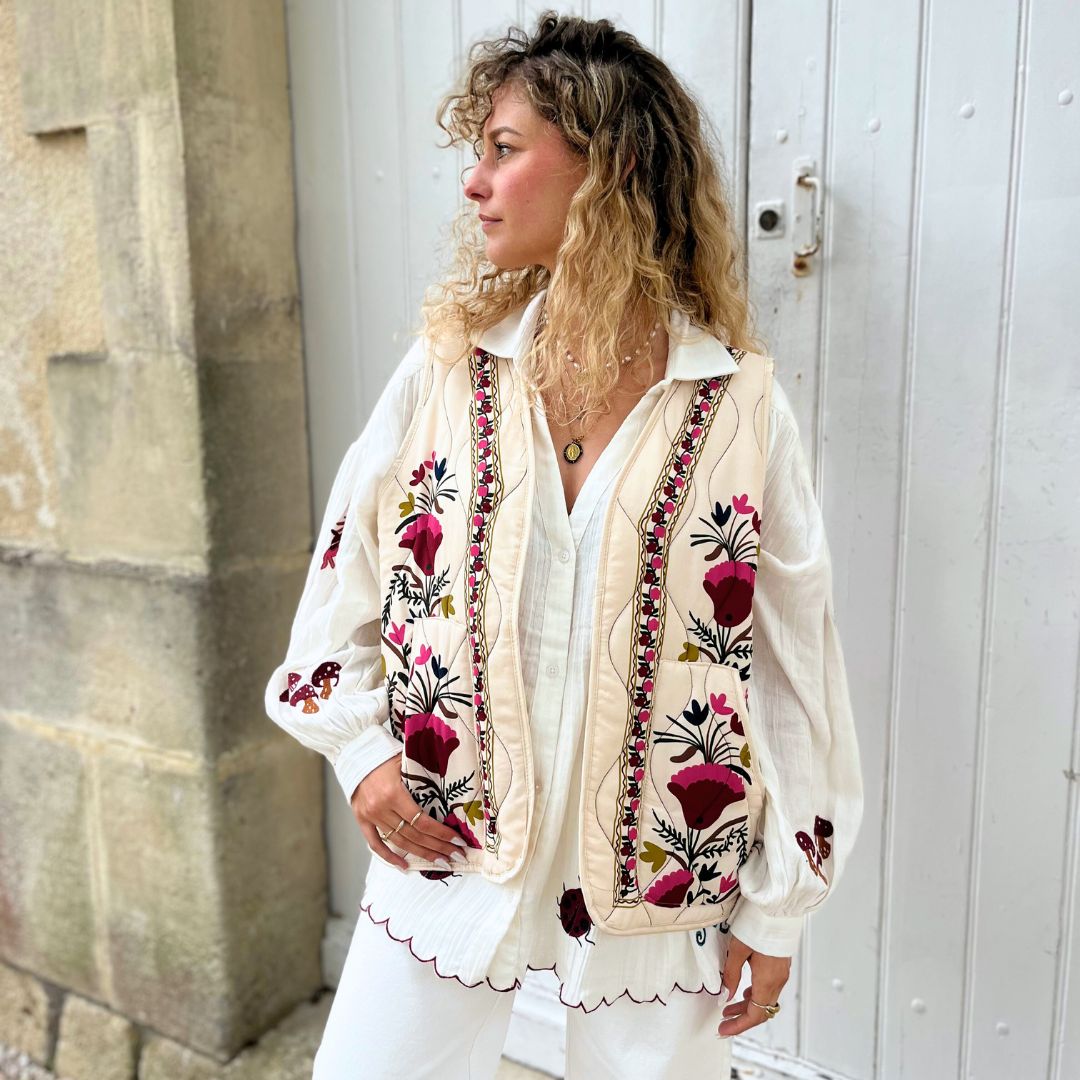Veste matelassée sans-manches BOHEME ornée de motifs fleuris