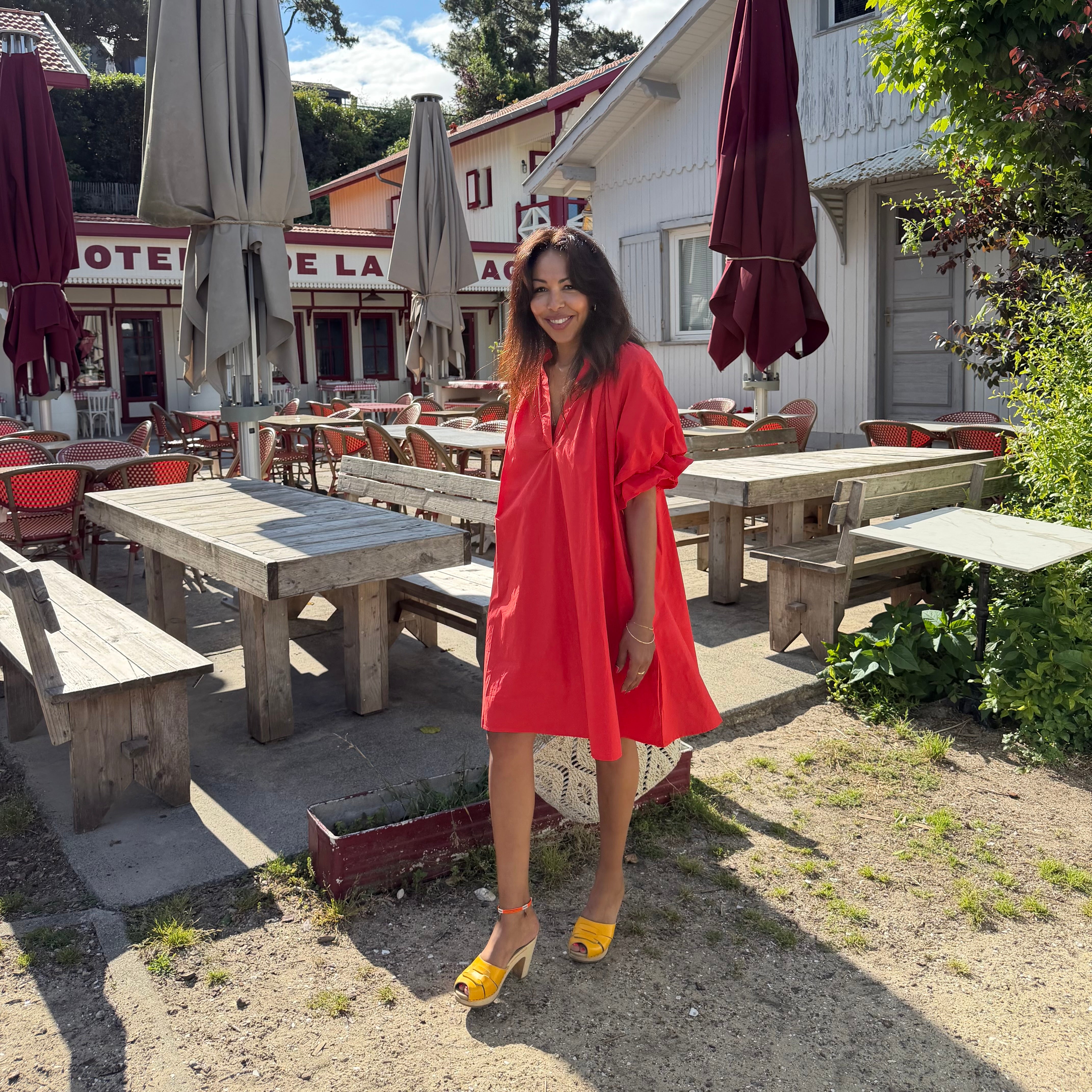 Robe fluide CAROLINE rouge en coton