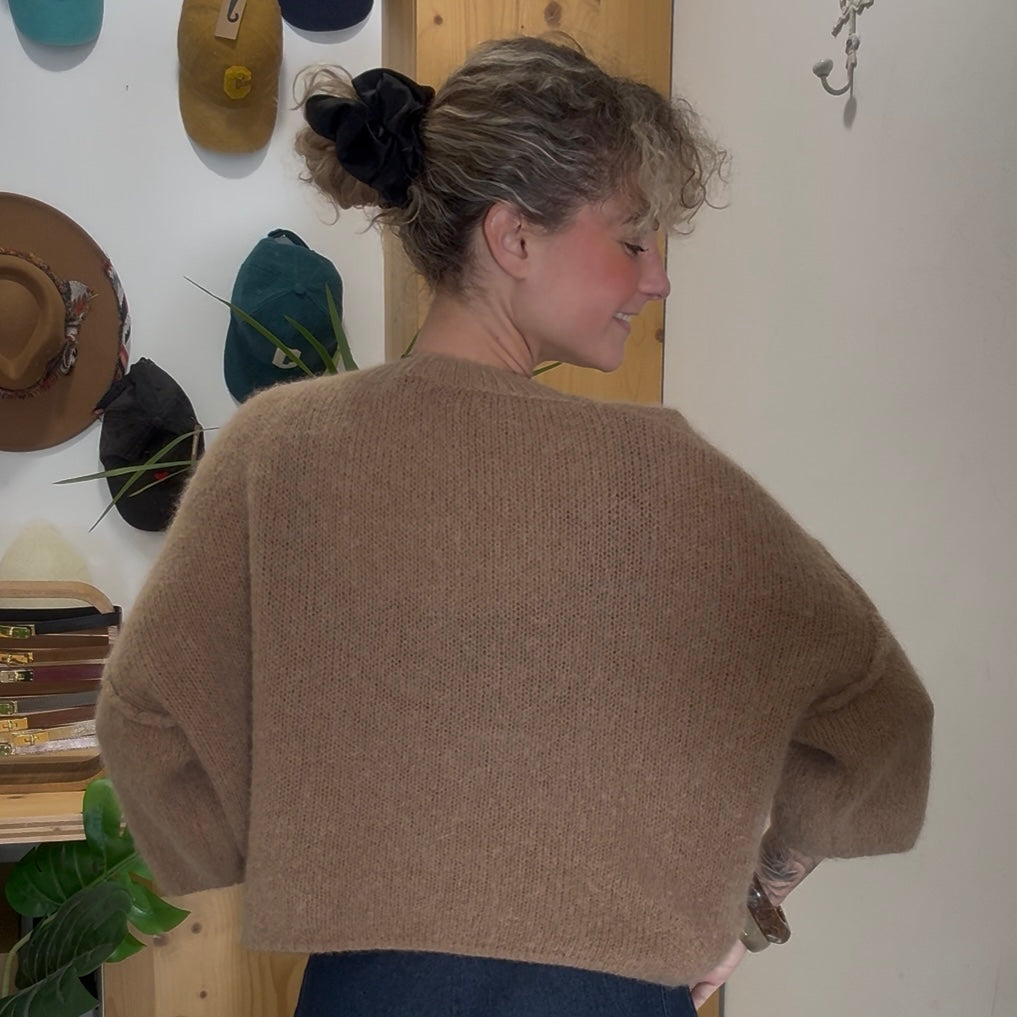 Pull baby alpaga LIO beige camel manche 3/4