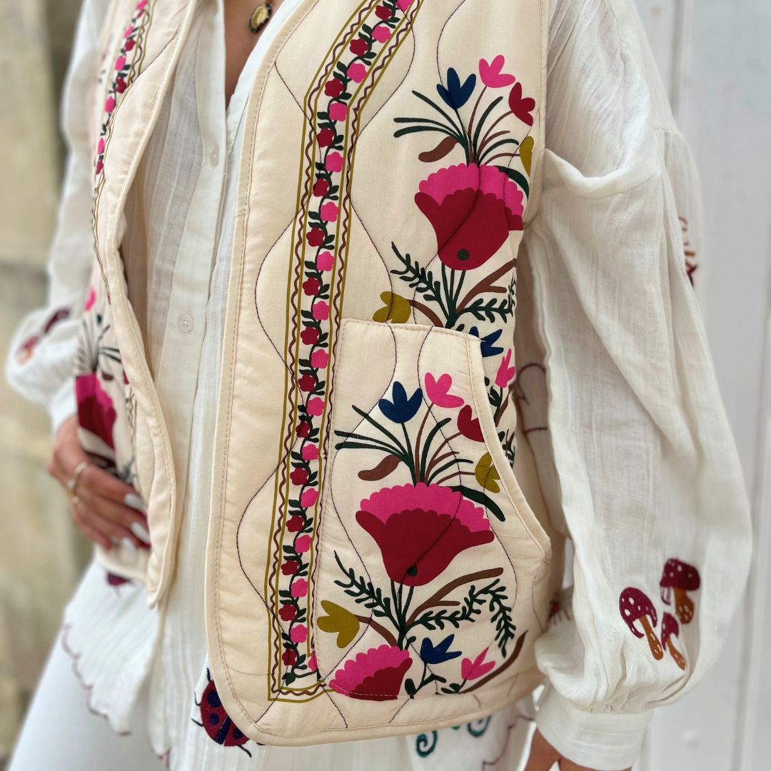 Veste matelassée sans-manches BOHEME ornée de motifs fleuris