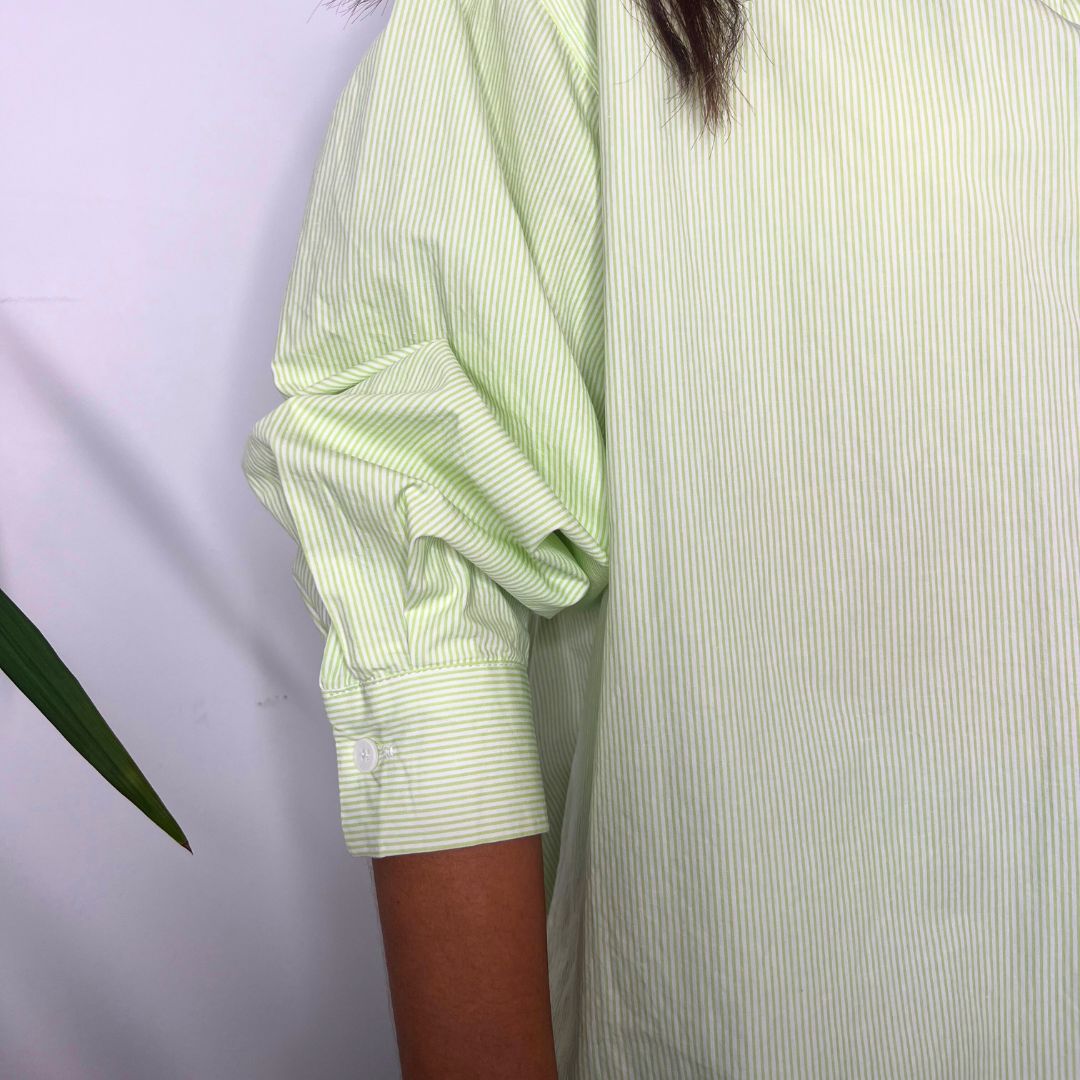 Chemise oversize en coton SAM verte à rayures