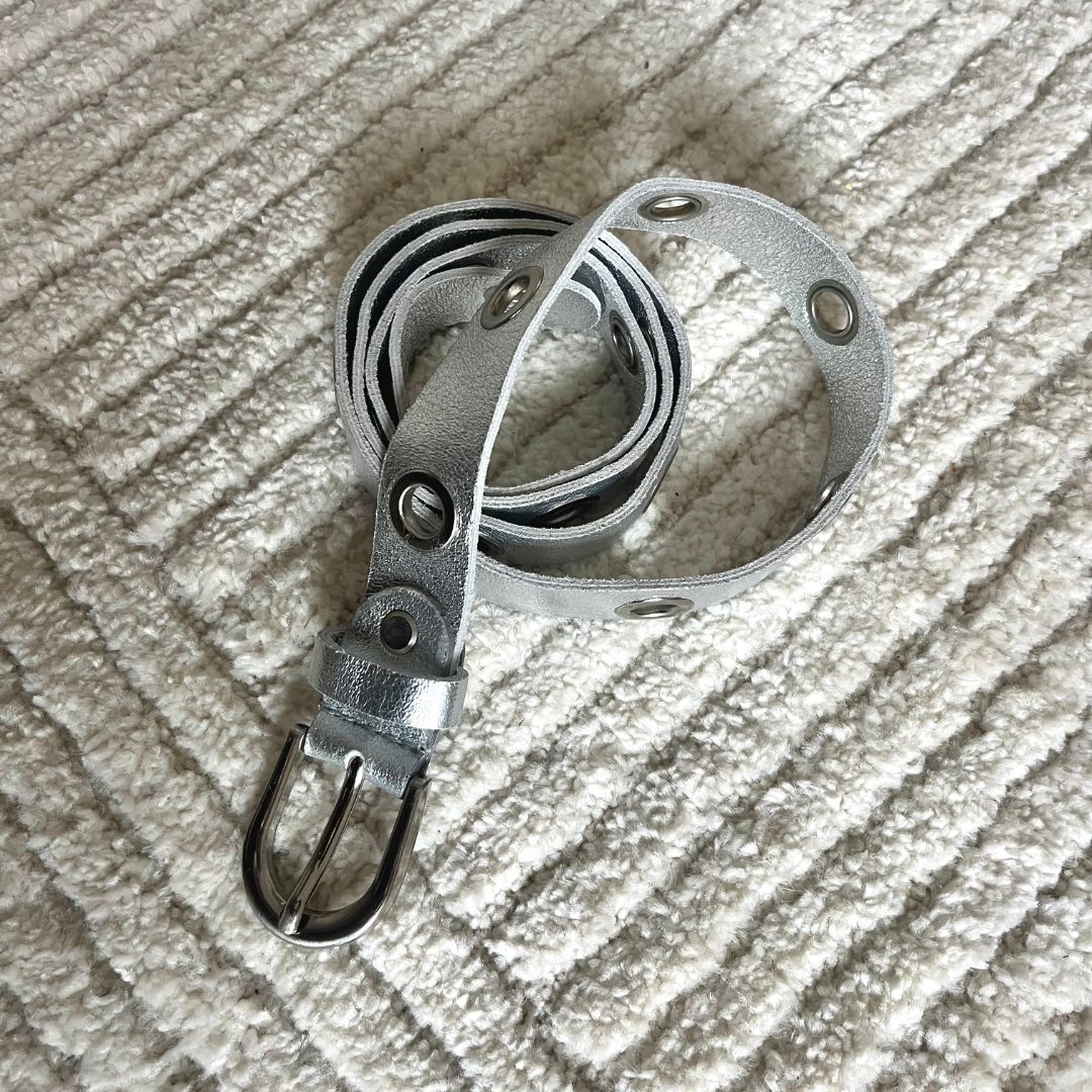 Ceinture DORA cuir argenté