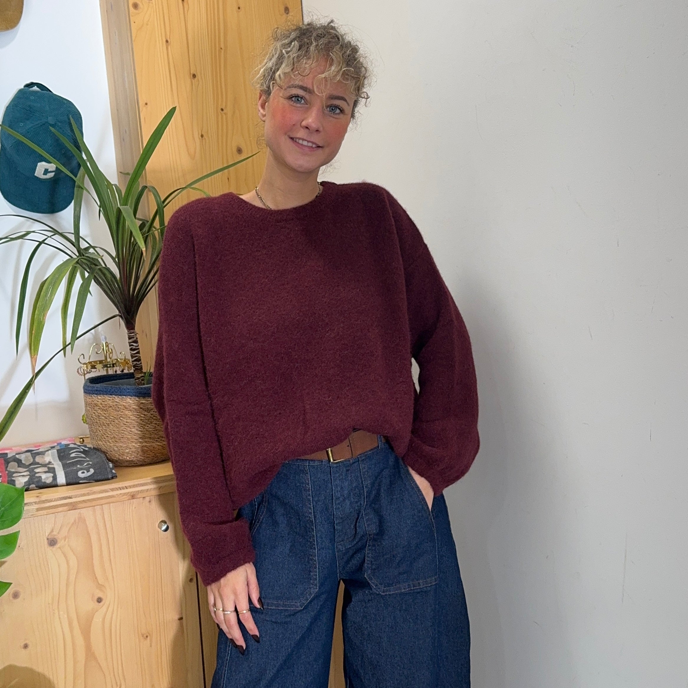 Pull alpaga ELISE rouge bordeaux