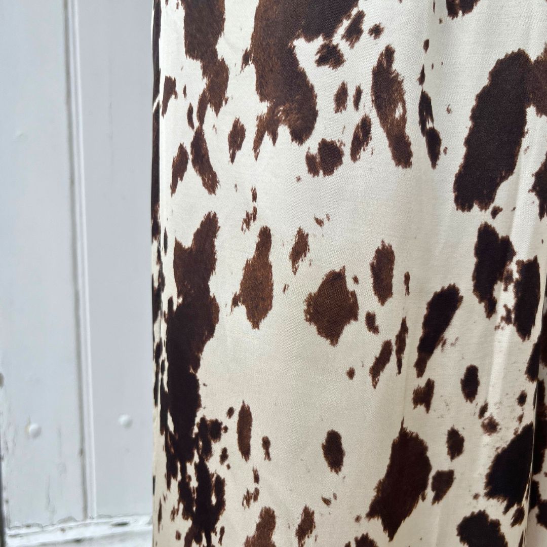 Pantalon fluide à la coupe large COW doté d'une taille haute élastique et d'un motif vache