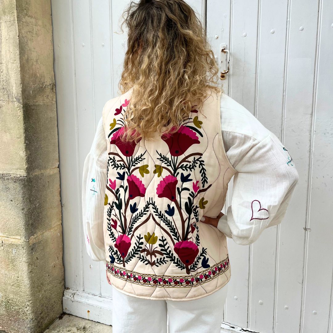 Veste matelassée sans-manches BOHEME ornée de motifs fleuris
