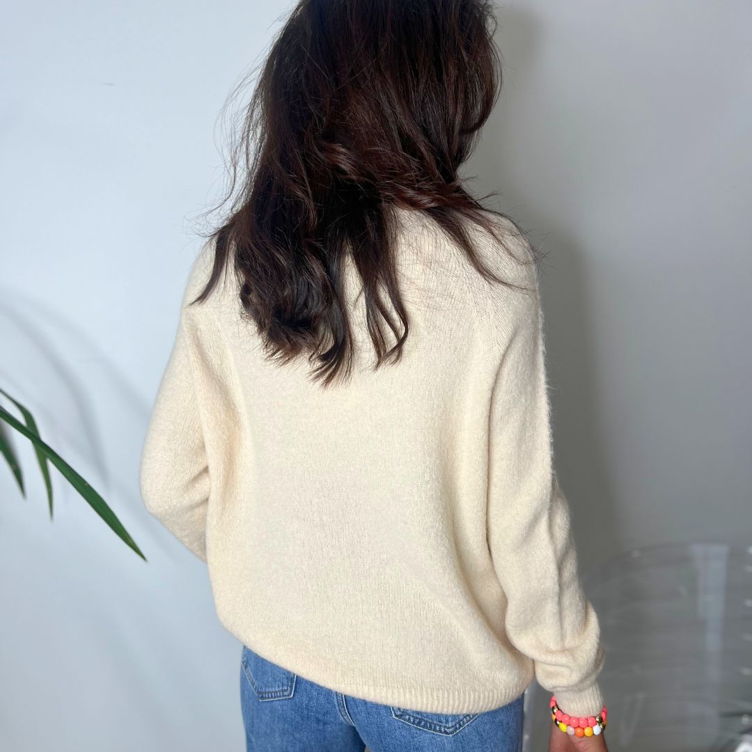 Pull en laine et bébé alpaga RAPHAEL écru à la coupe oversize