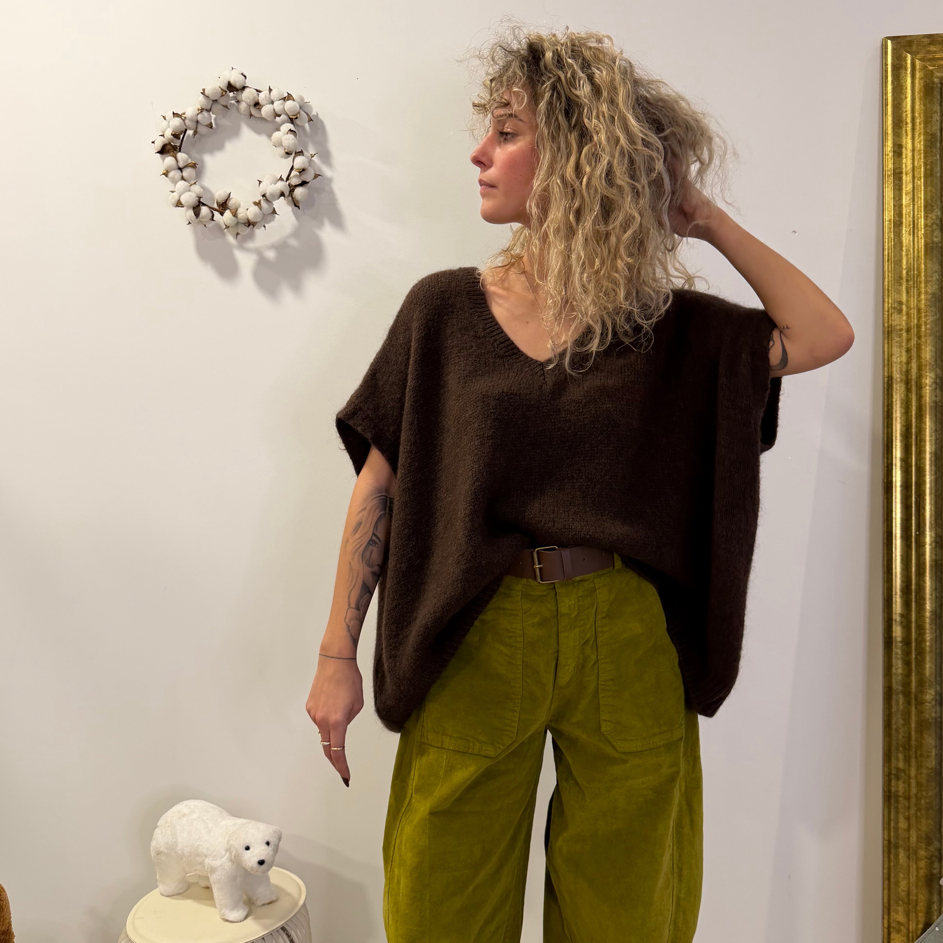 Pull col V sans manche, VALI marron