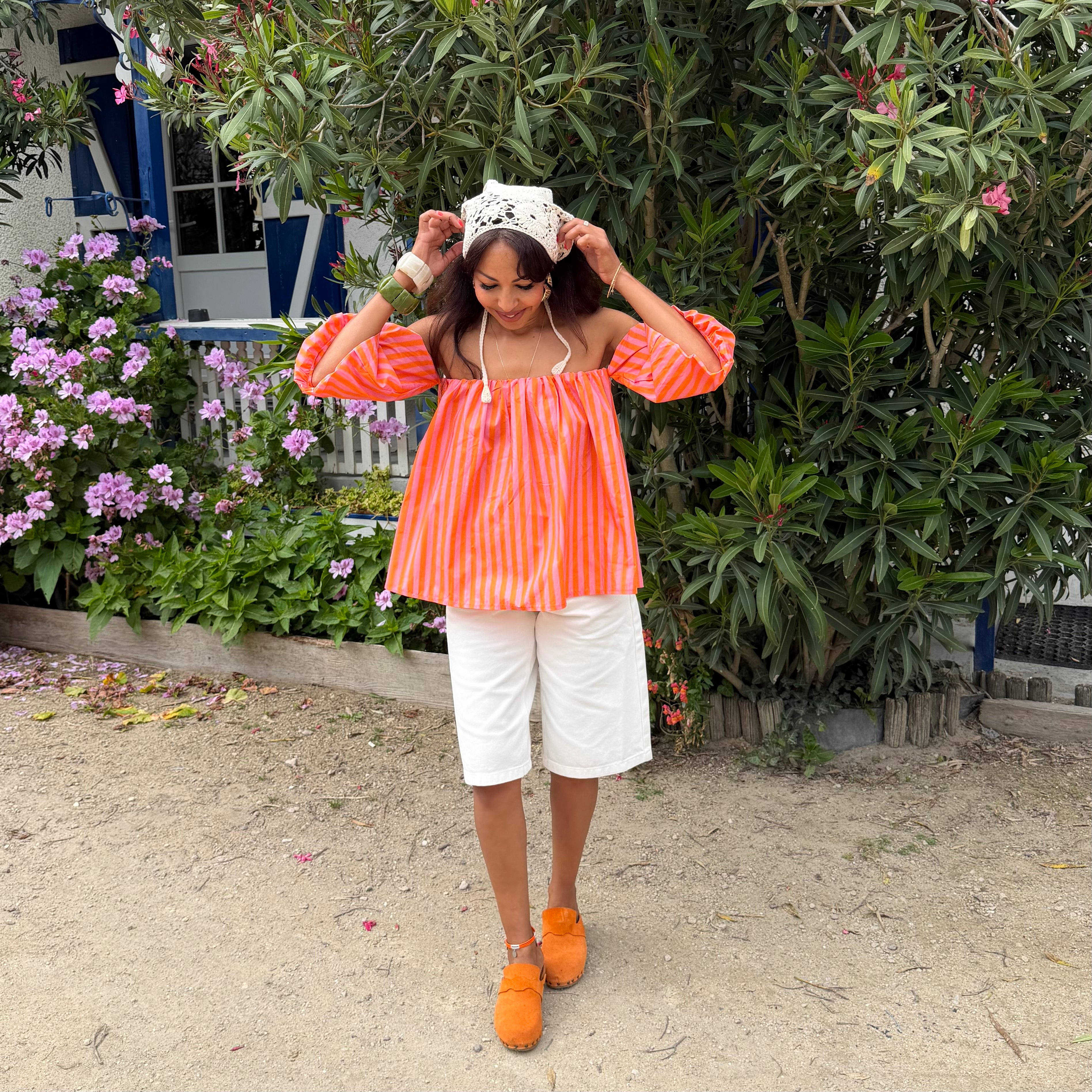 Blouse LIO rayé rose & orange