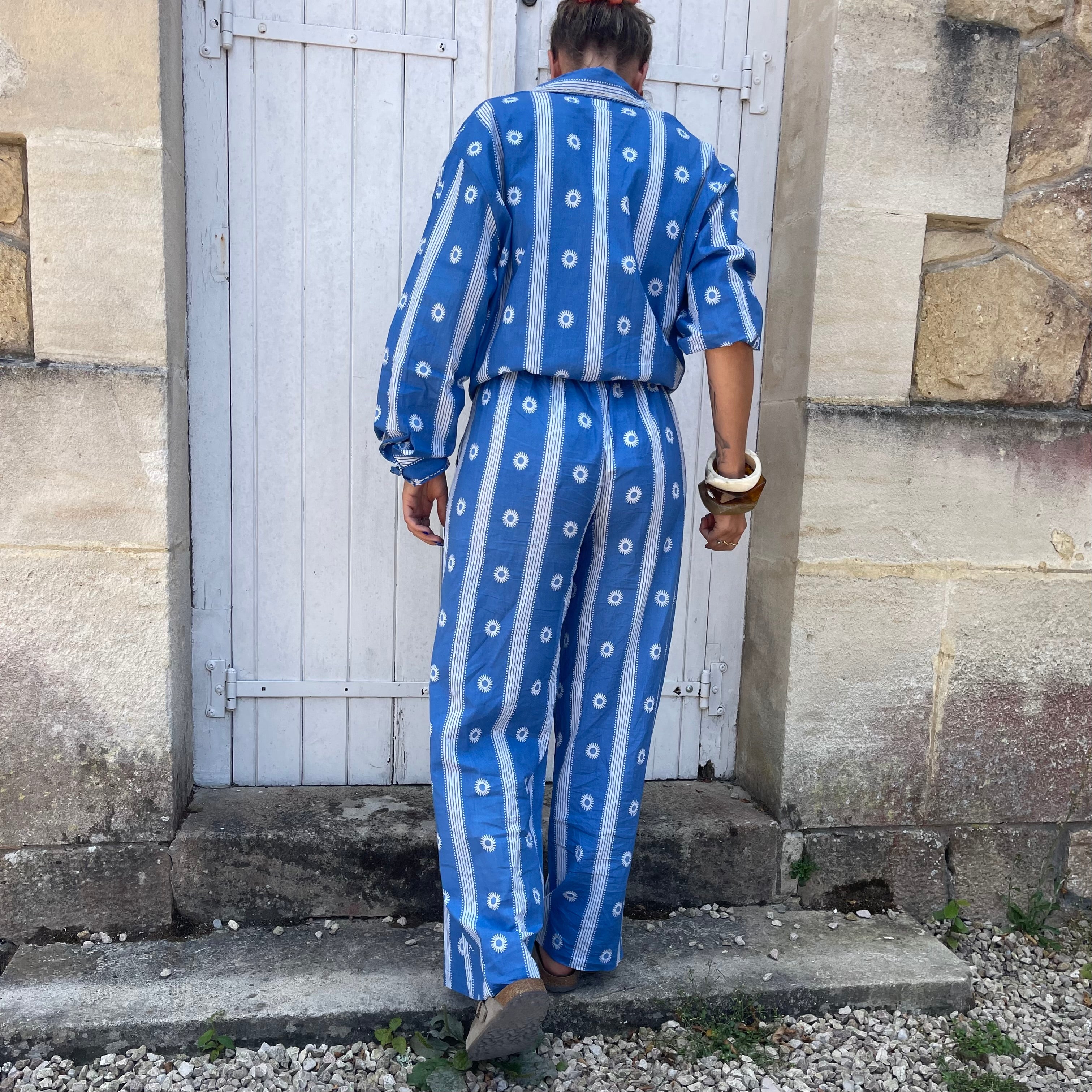 Pantalon AZUR bleu léger, en coton, fluide