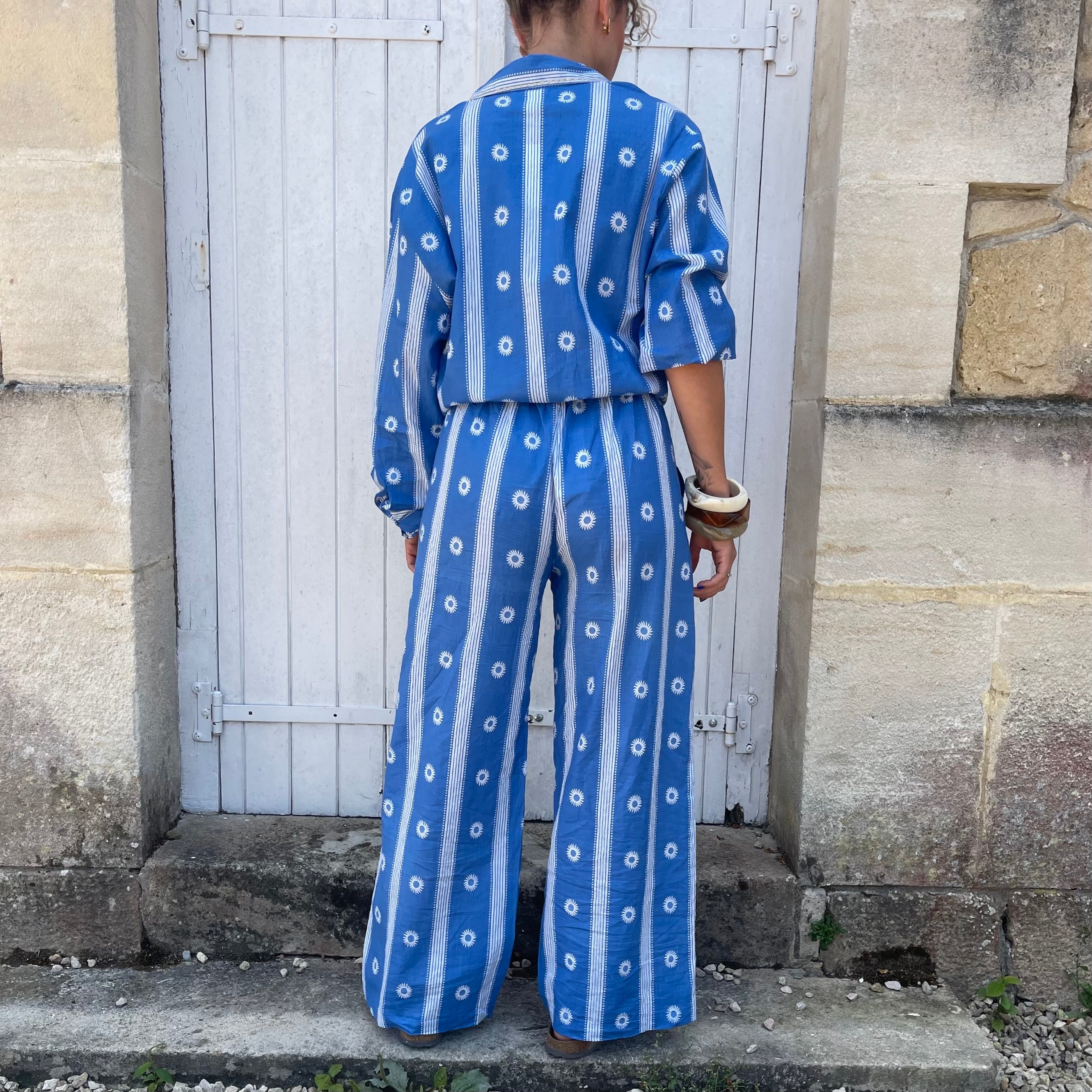 Pantalon AZUR bleu léger, en coton, fluide