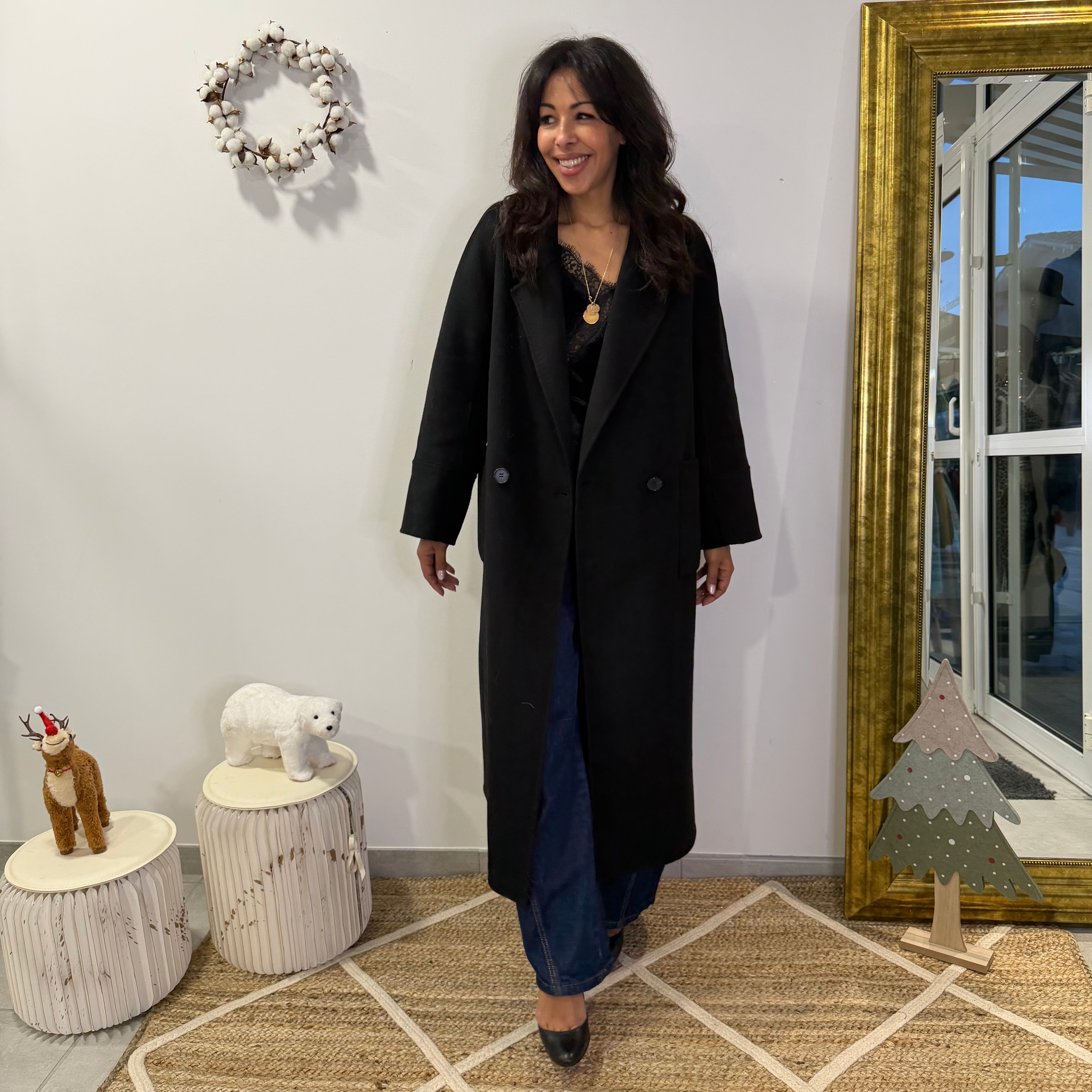 Manteau noir ELVEN laine