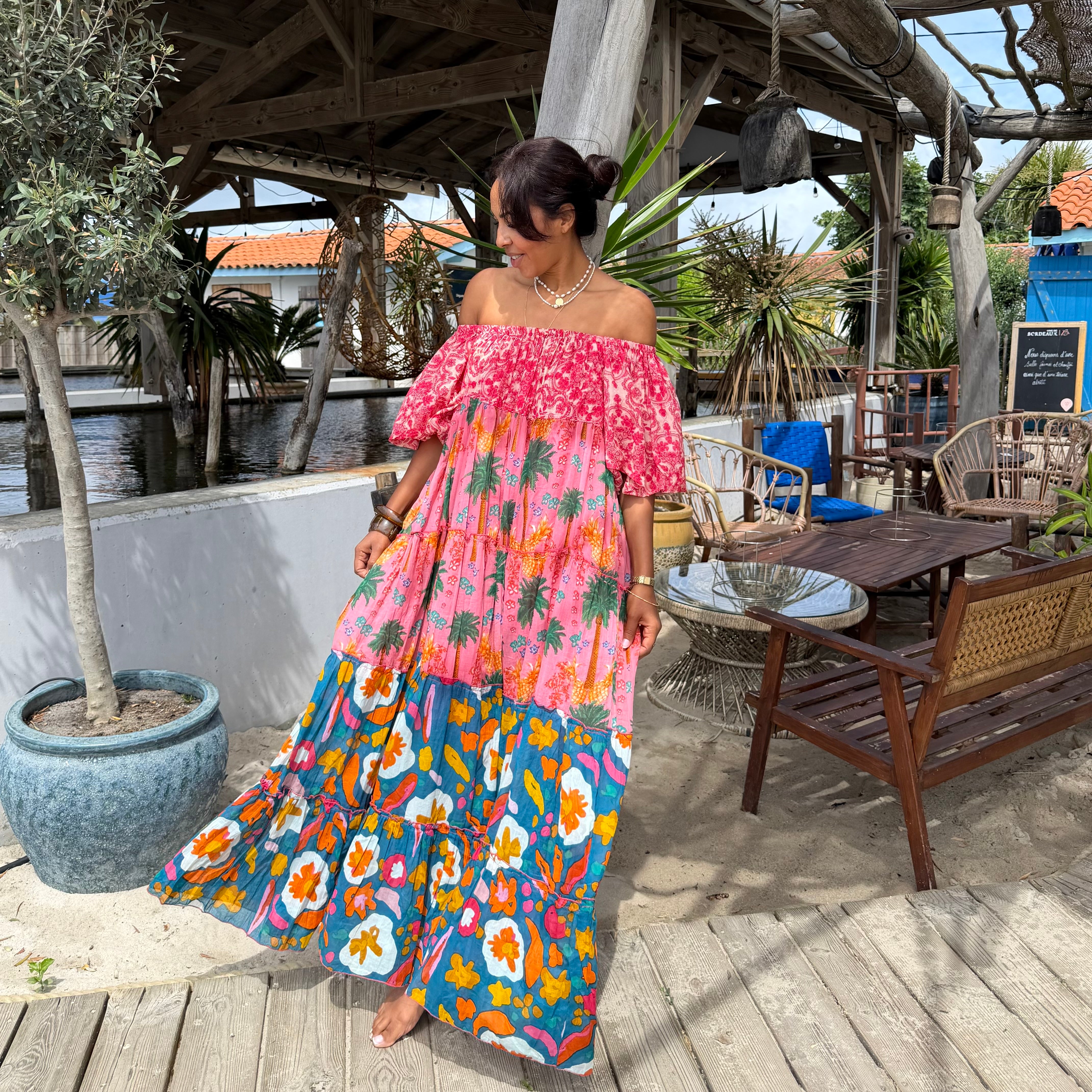 Robe longue fluide tropicale RIONA