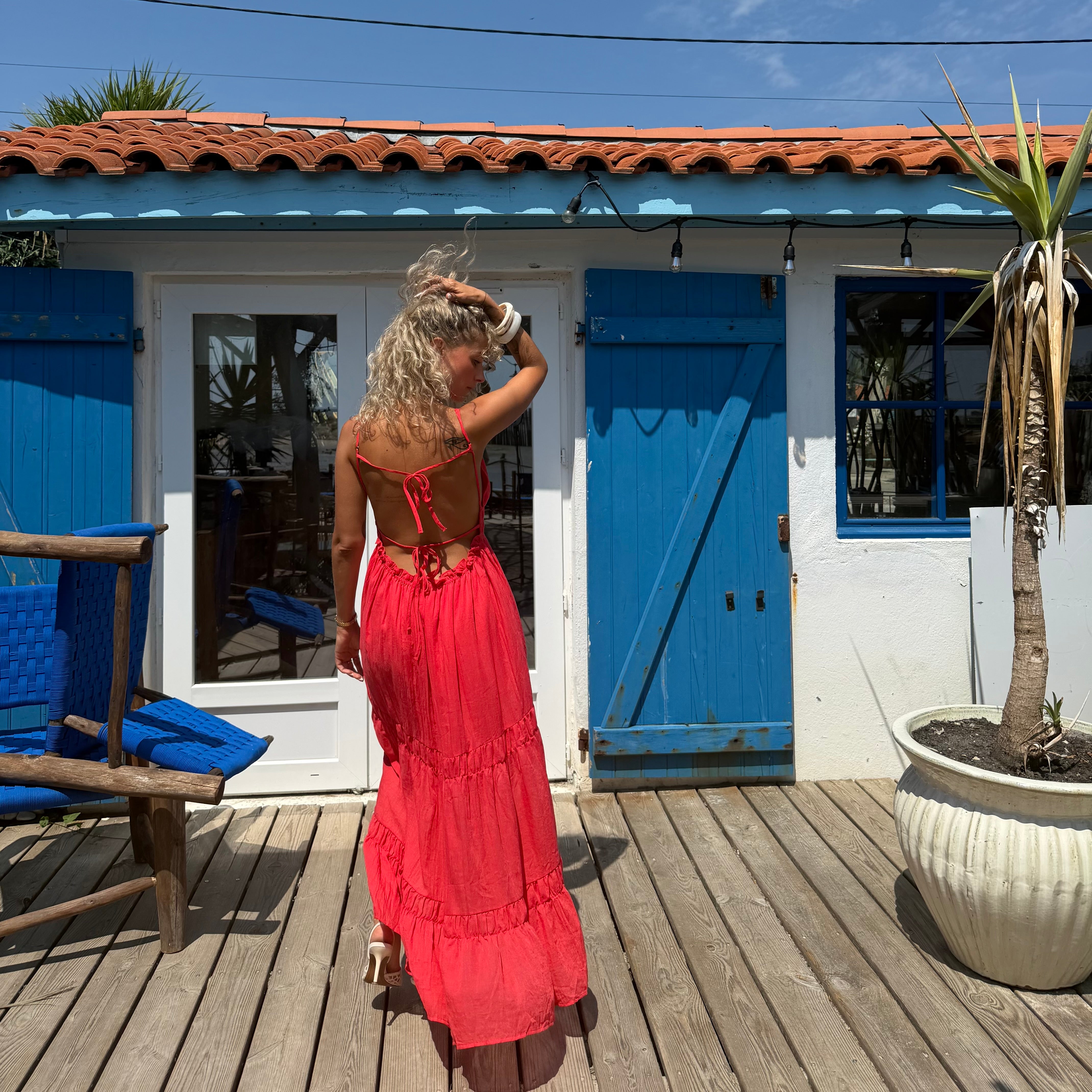 Robe ZINA voile de coton rouge
