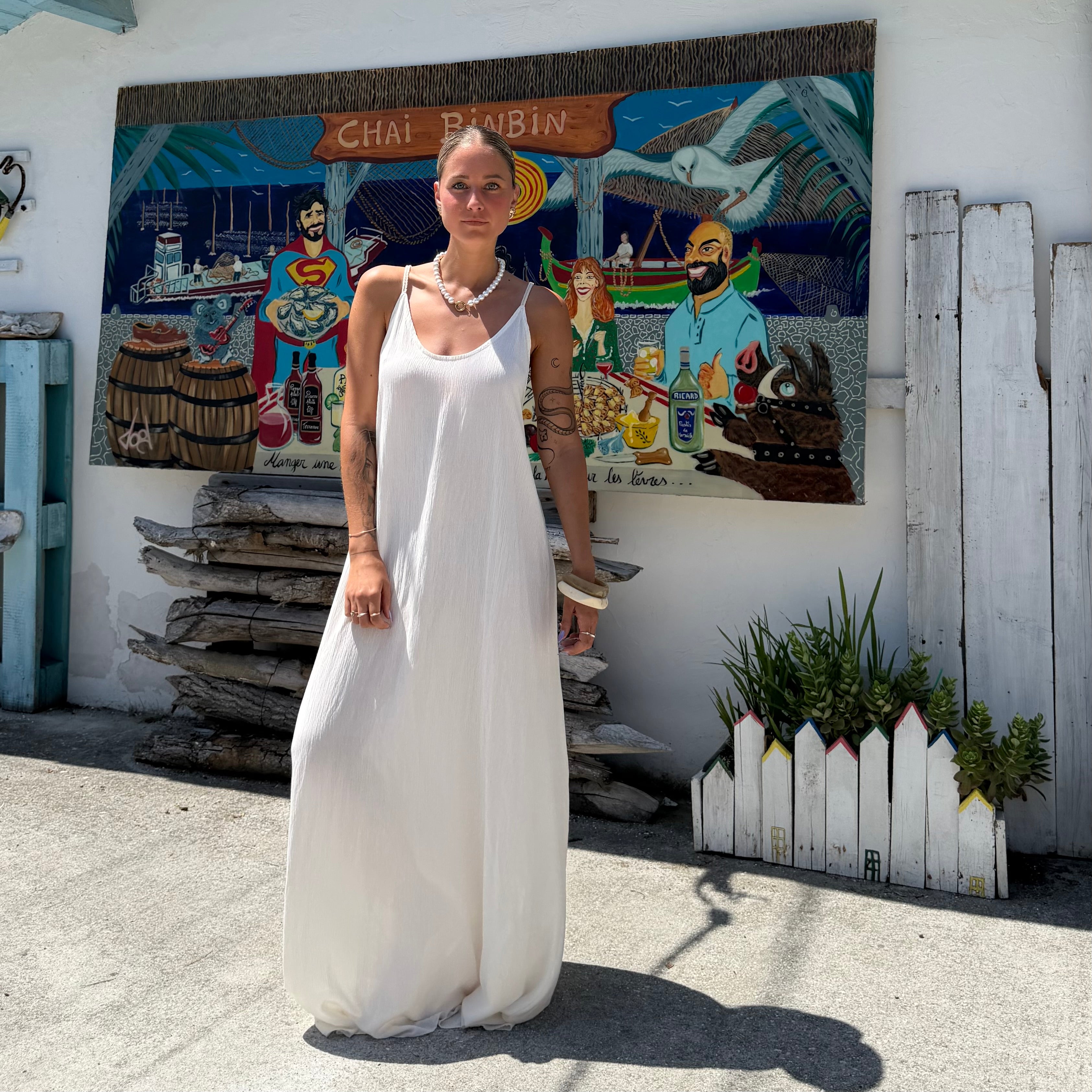 ROBE AZUR longue dos nu blanche