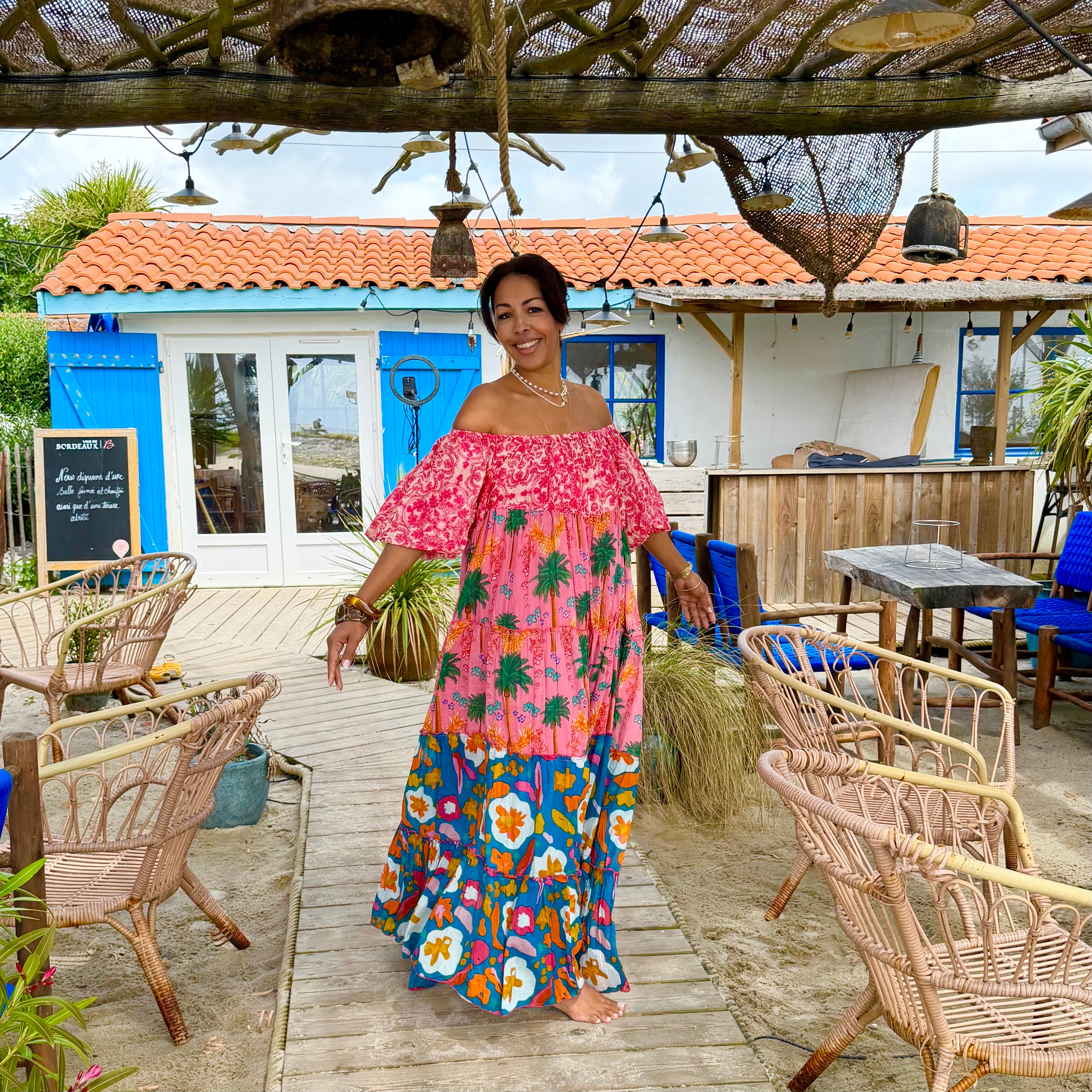 Robe longue fluide tropicale RIONA