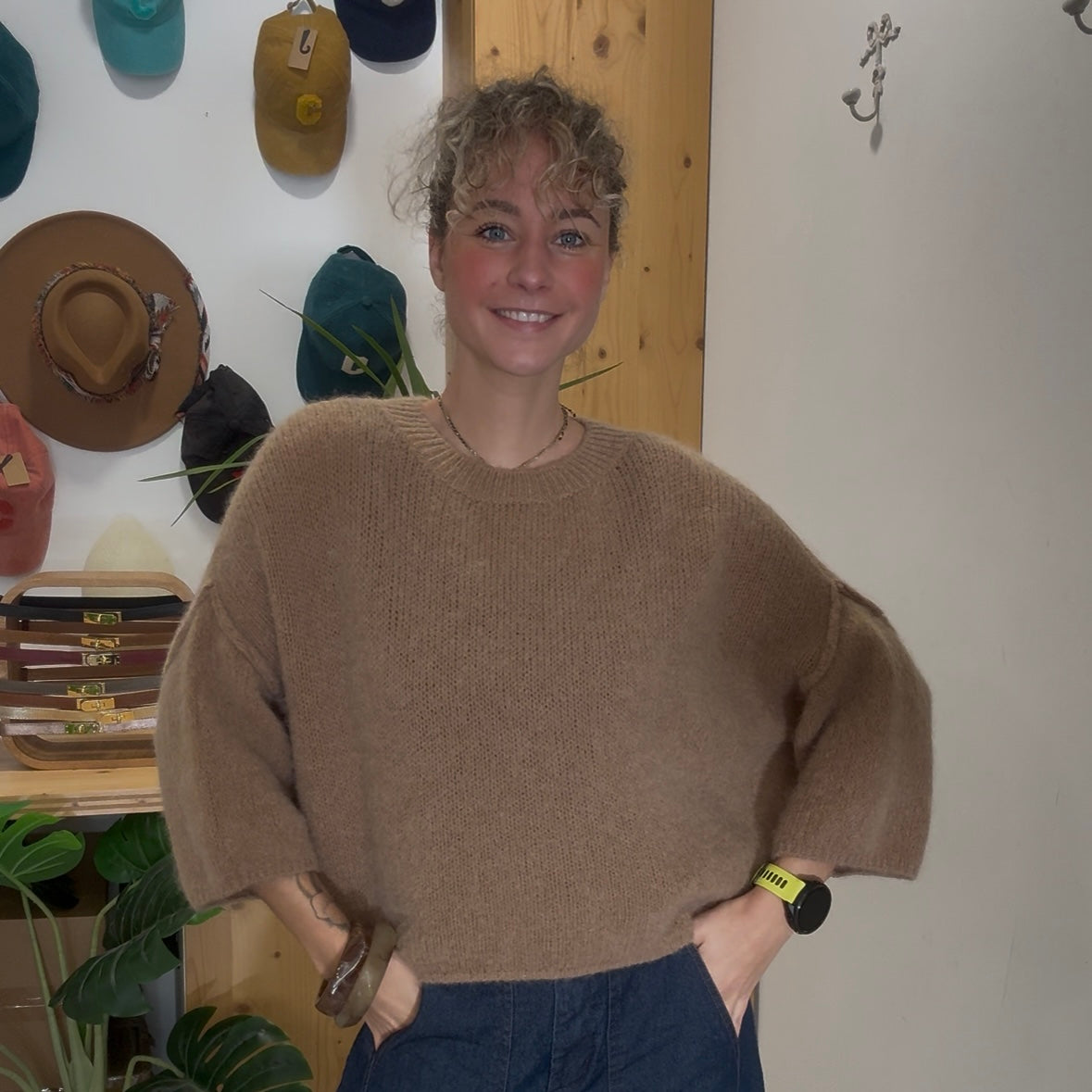 Pull baby alpaga LIO beige camel manche 3/4