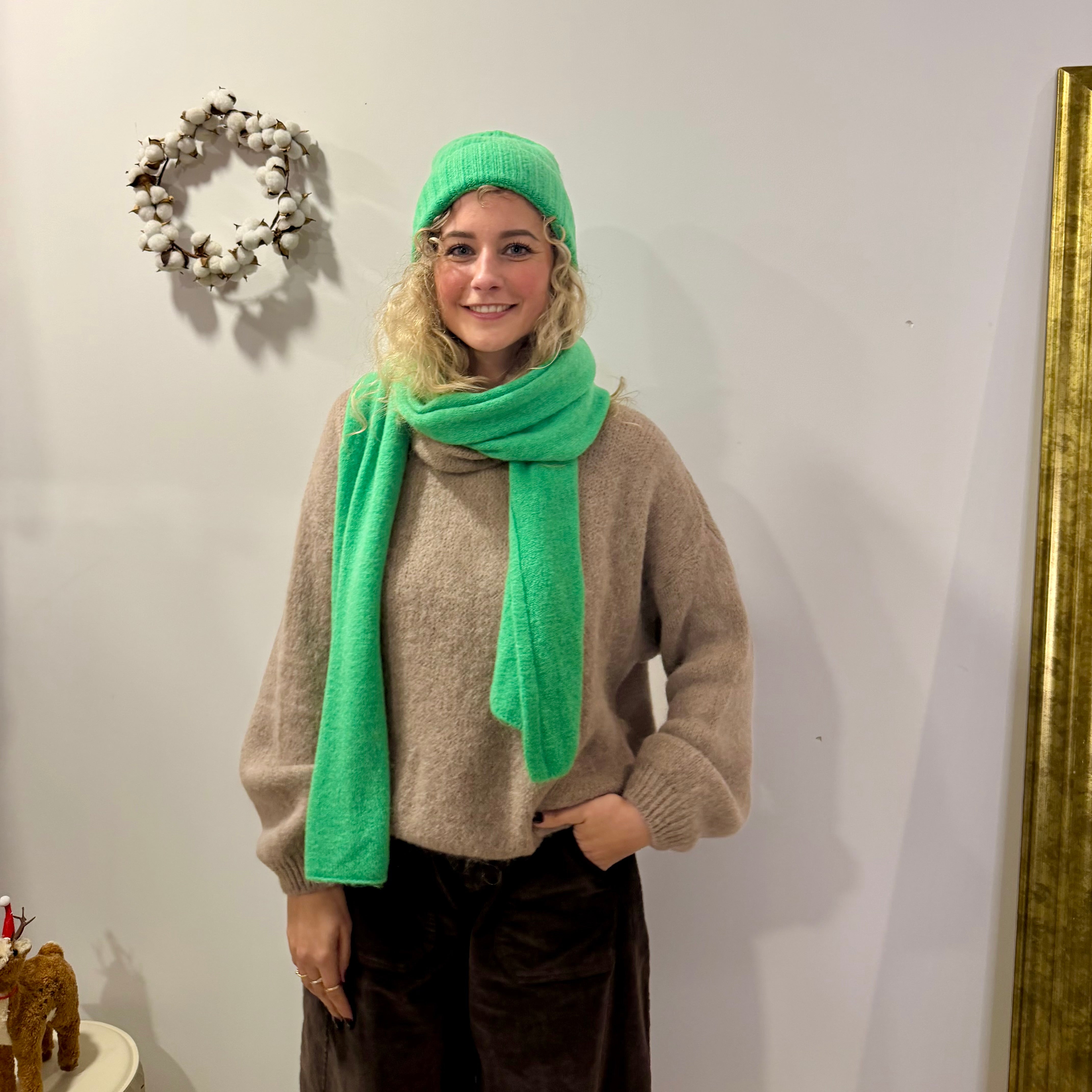 Ensemble Bonnet Écharpe vert