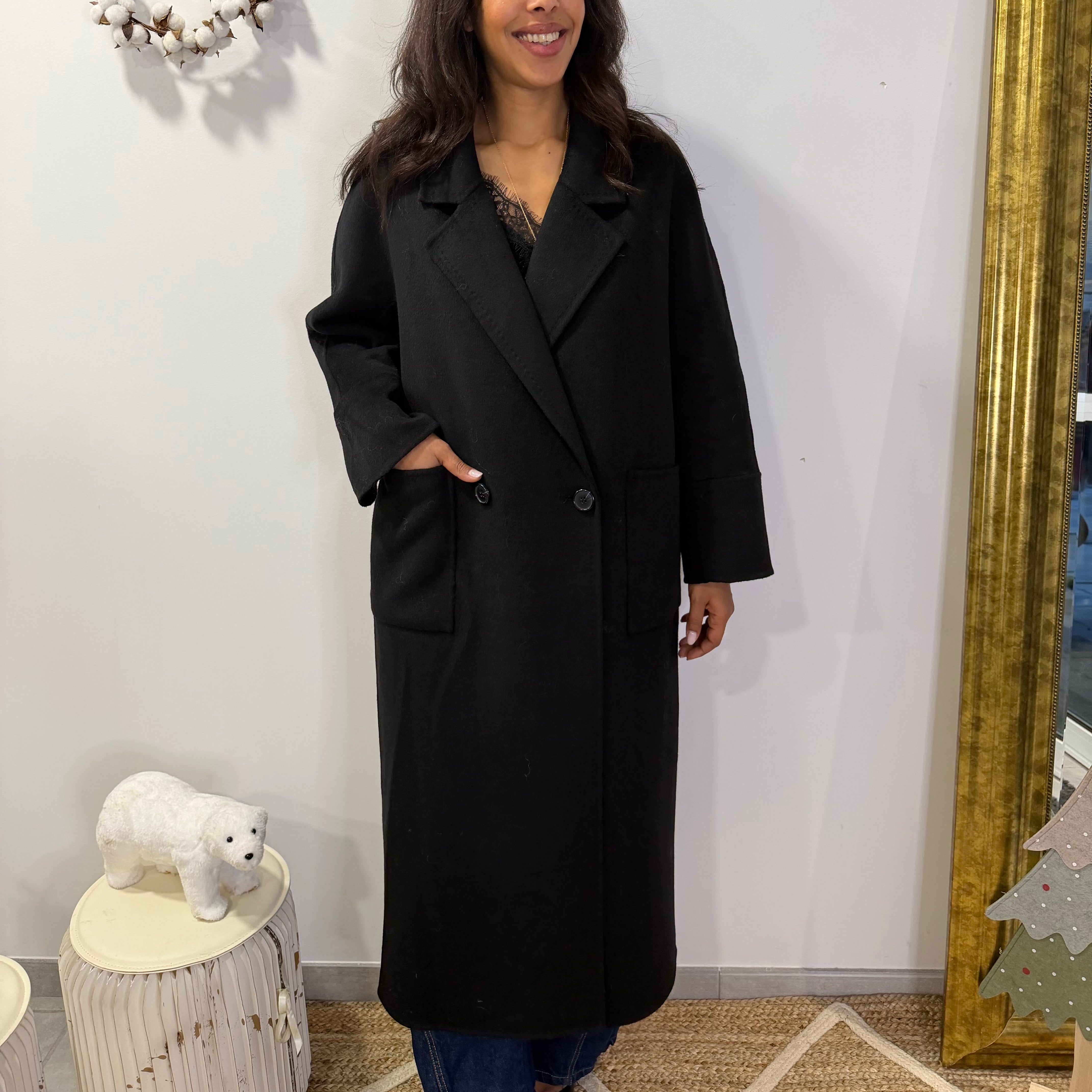 Manteau noir ELVEN laine