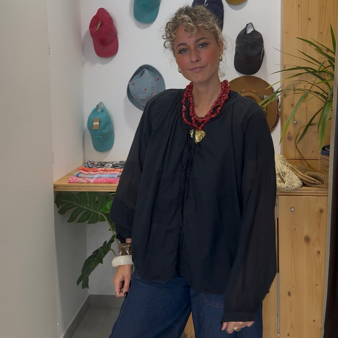 Blouse NOE noire, fluide 100% coton