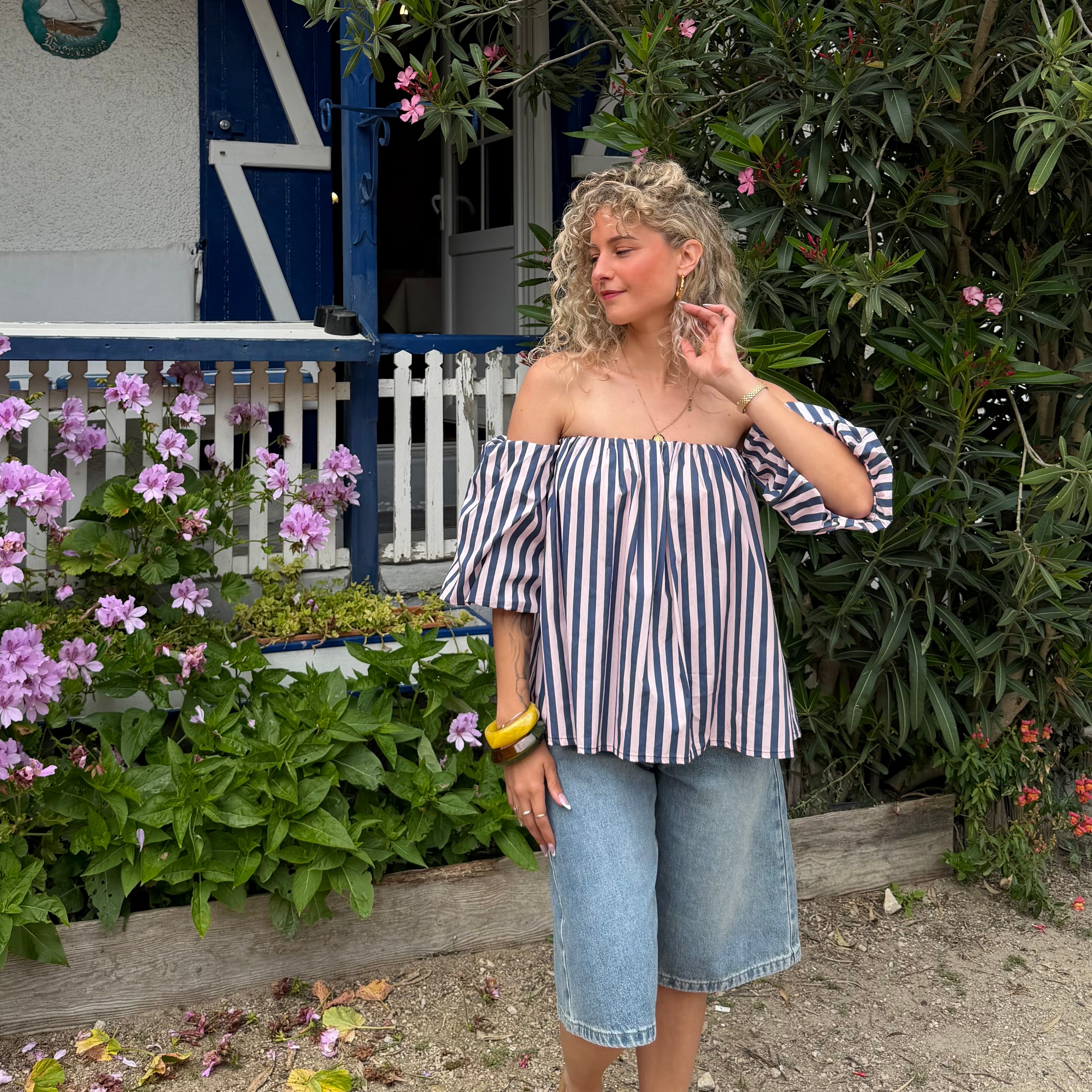 Blouse LIO rayé rose & bleu