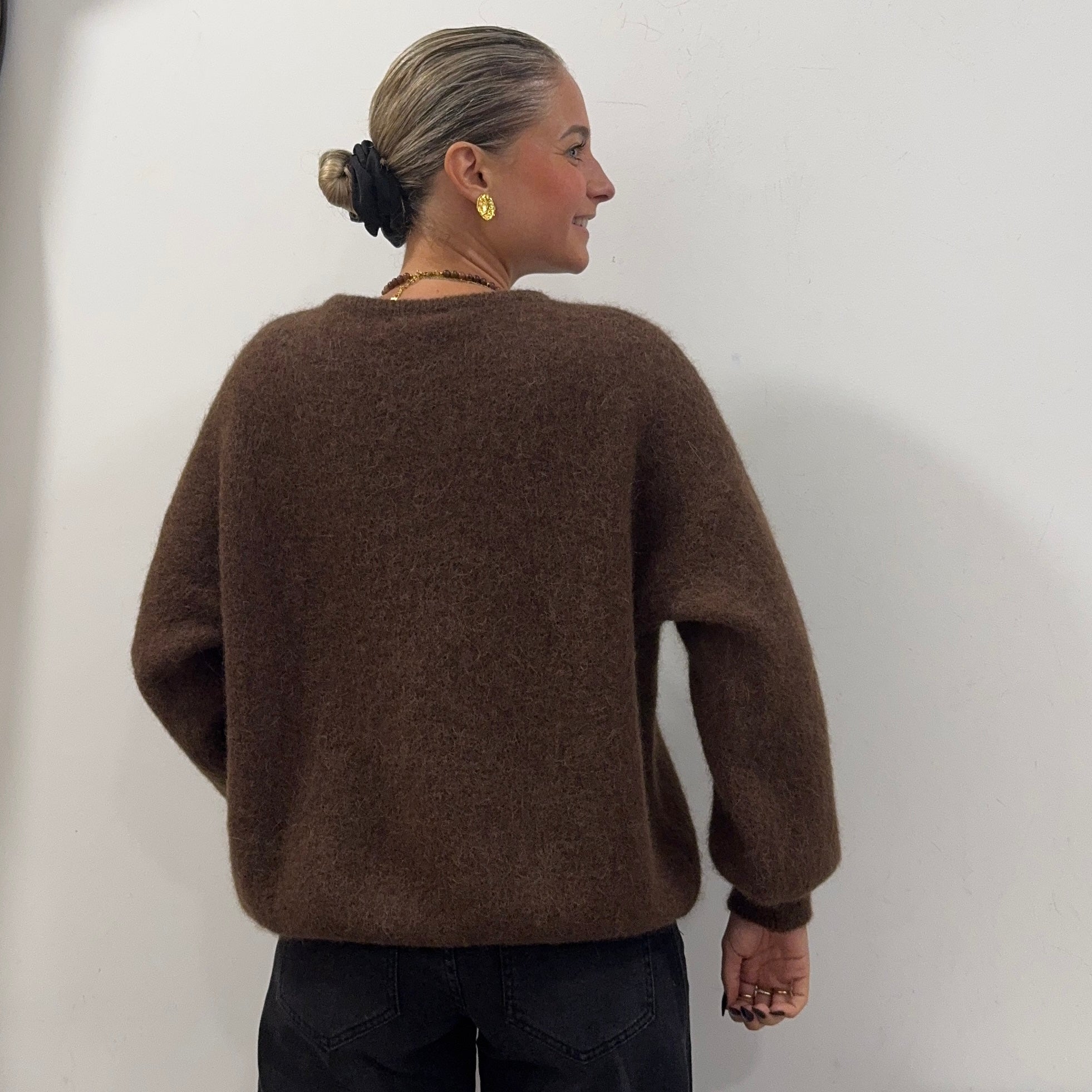 Gillet à nœuds ISAAC en alpaga, couleur chocolat
