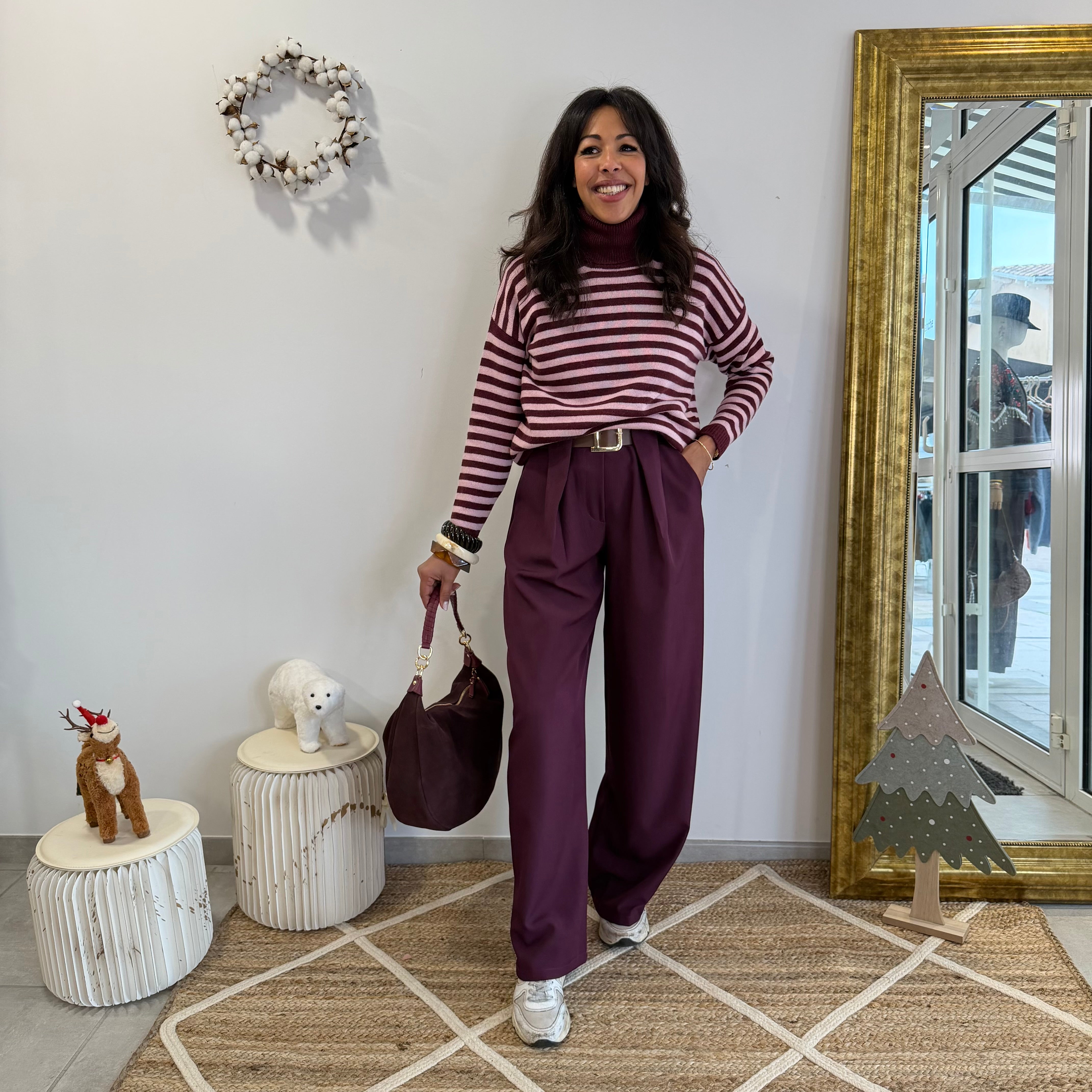 Pantalon tailleur SUSY violet à la coupe fluide