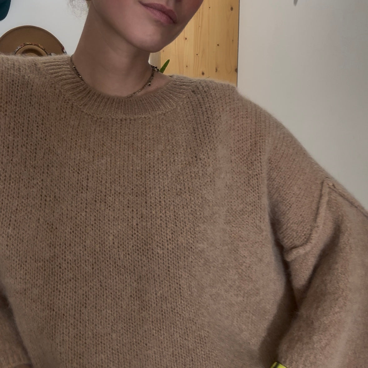 Pull baby alpaga LIO beige camel manche 3/4