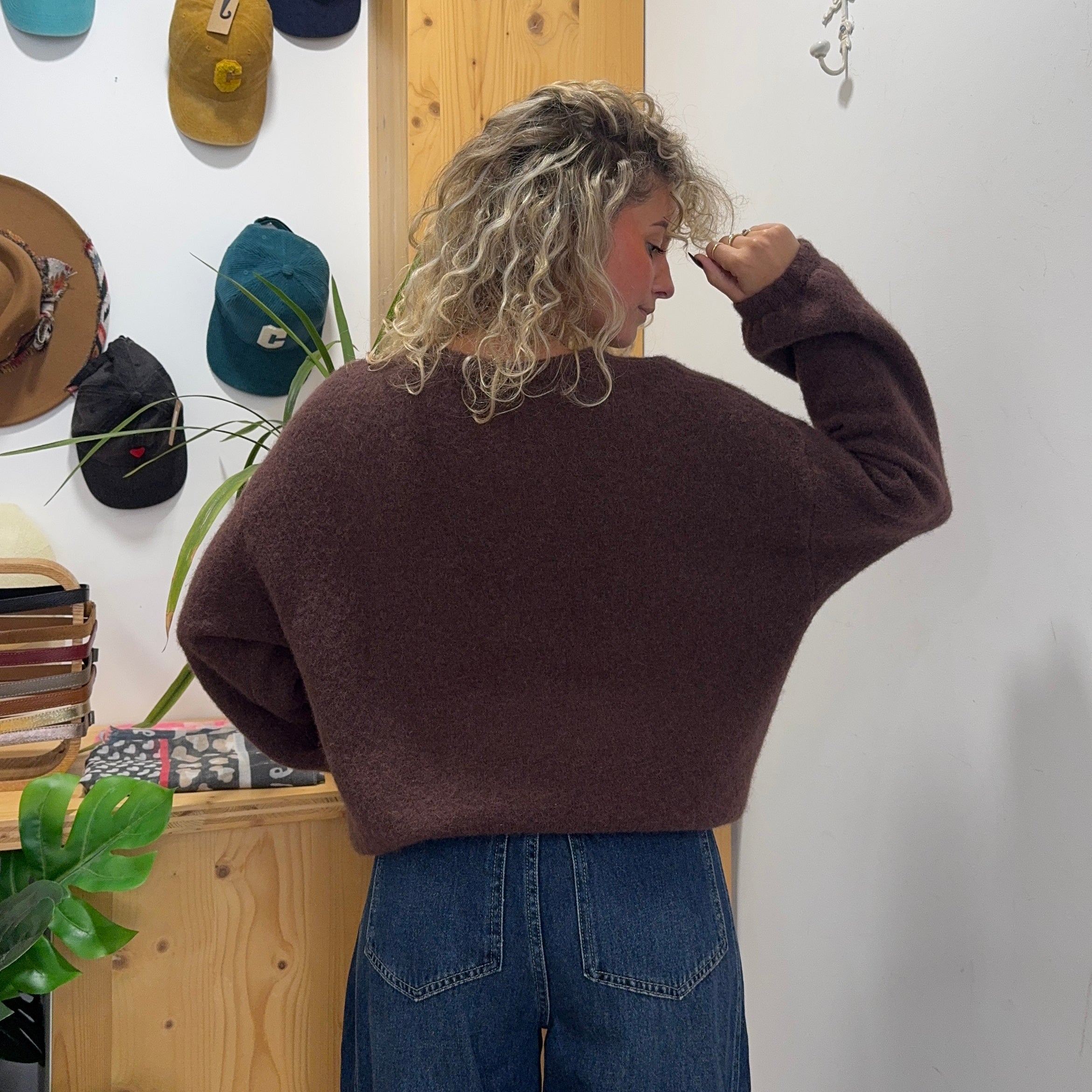 Pull alpaga Elise marron oversize