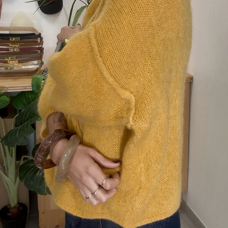 Pull baby alpaga LIO jaune moutarde manche 3/4
