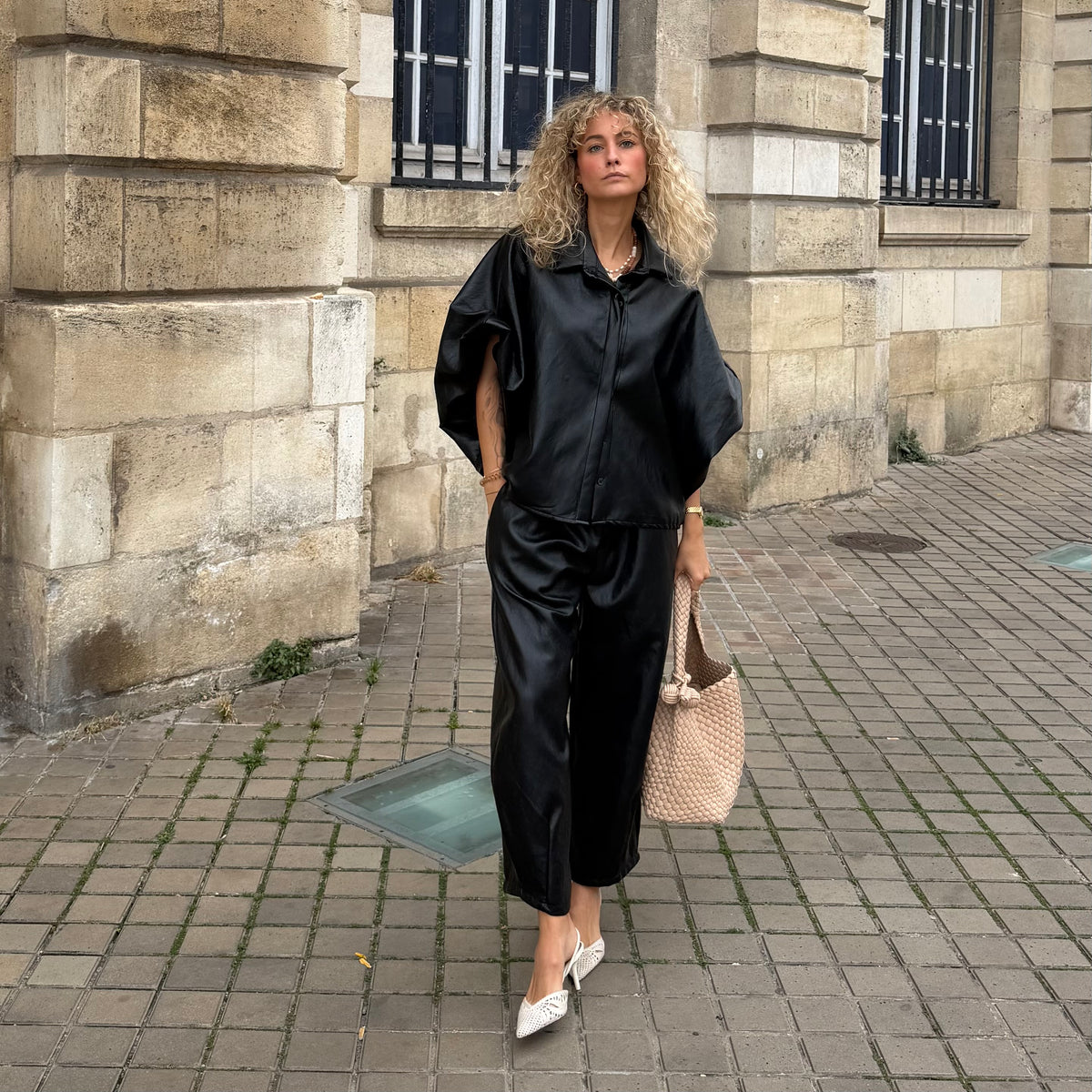 Pantalon MAEVA simili cuir noir