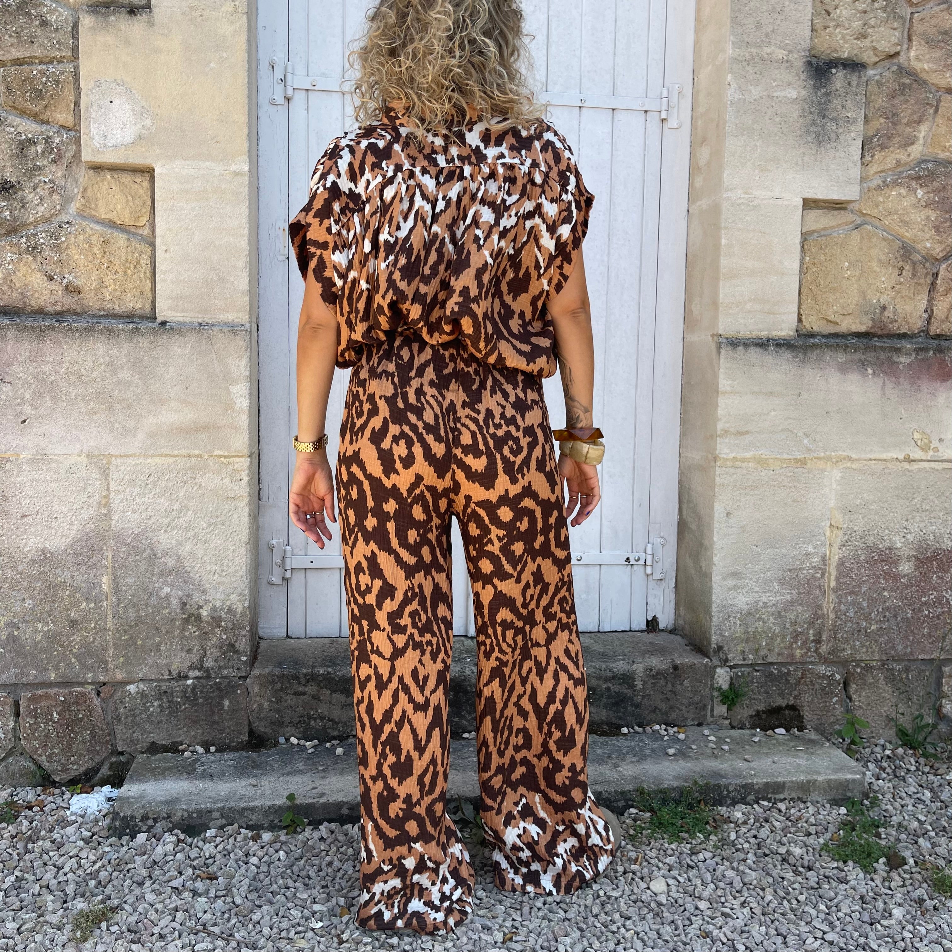 Pantalon fluide ORA imprimé léopard