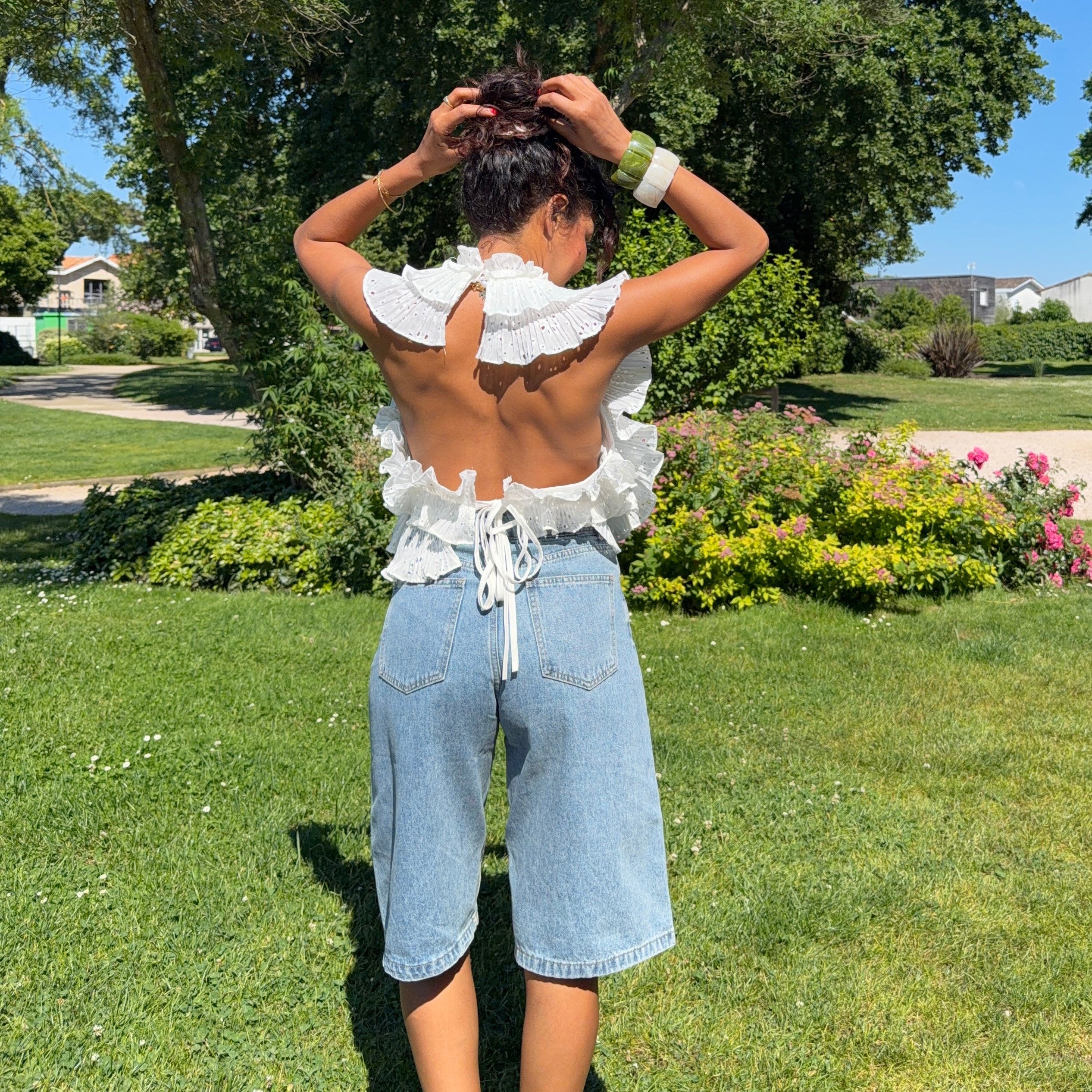 TOP DOS NU VOLANTS BRODERIE ANGLAISE