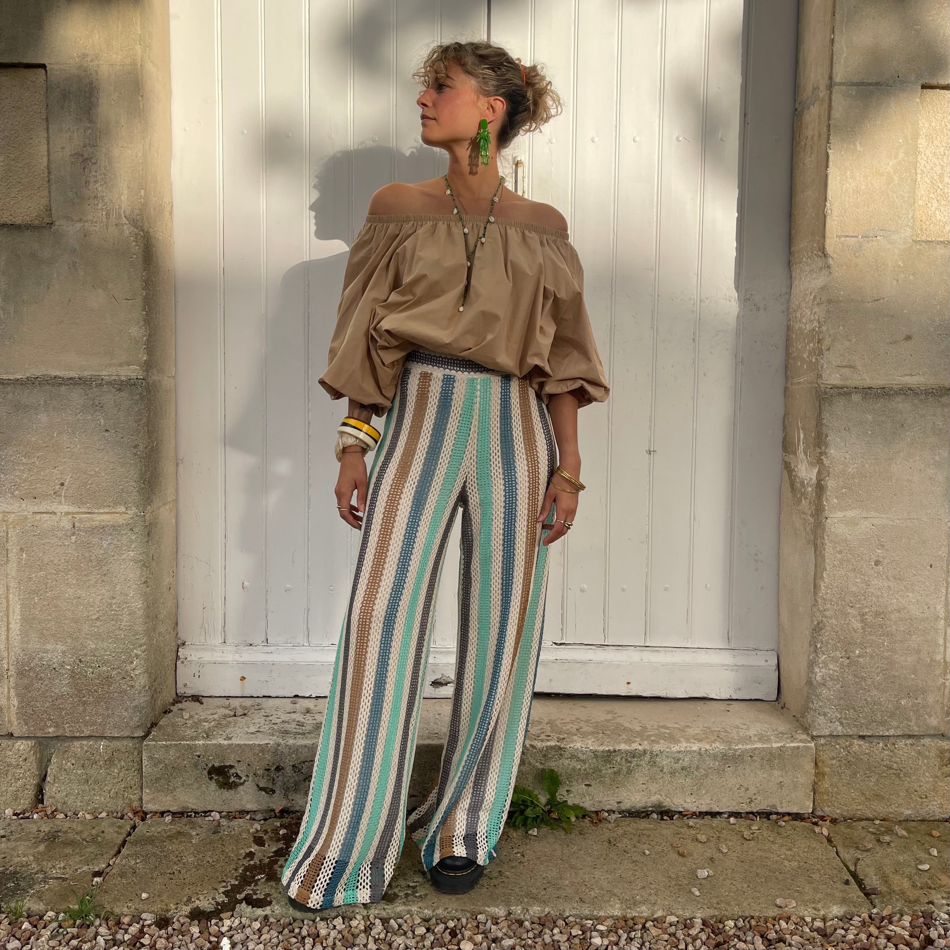 Pantalon MADRID à rayure pastel et la coupe fluide