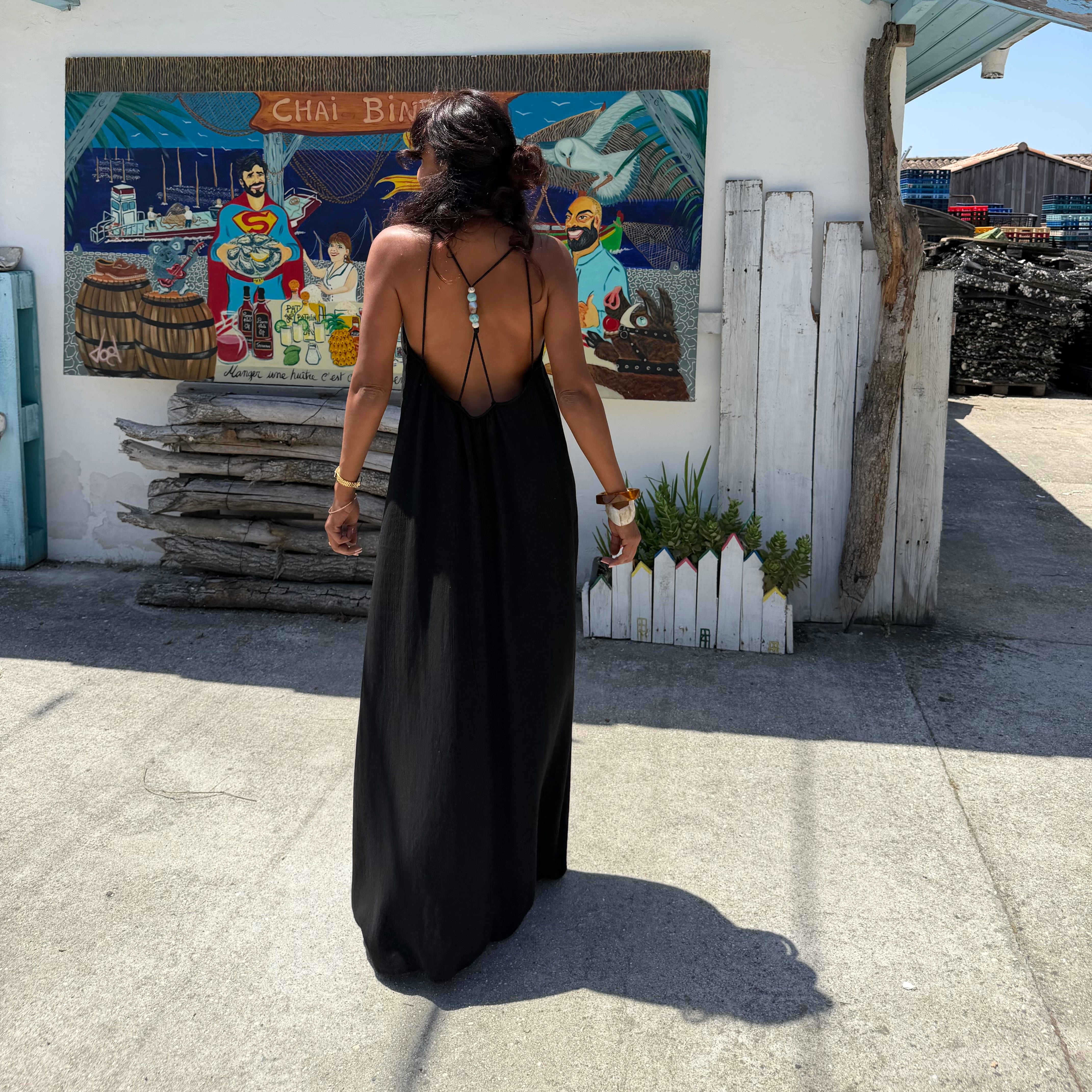 ROBE AZUR longue dos nu noire