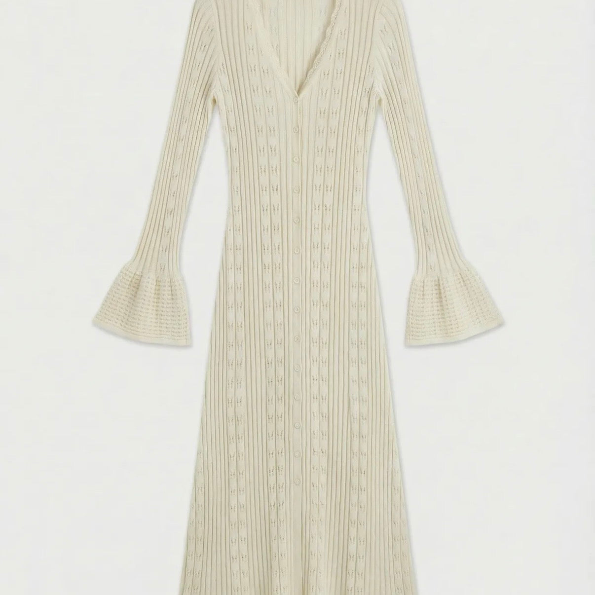 ROBE/CARDIGAN BOHEME MAILLE AJOURÉE ÉCRUE