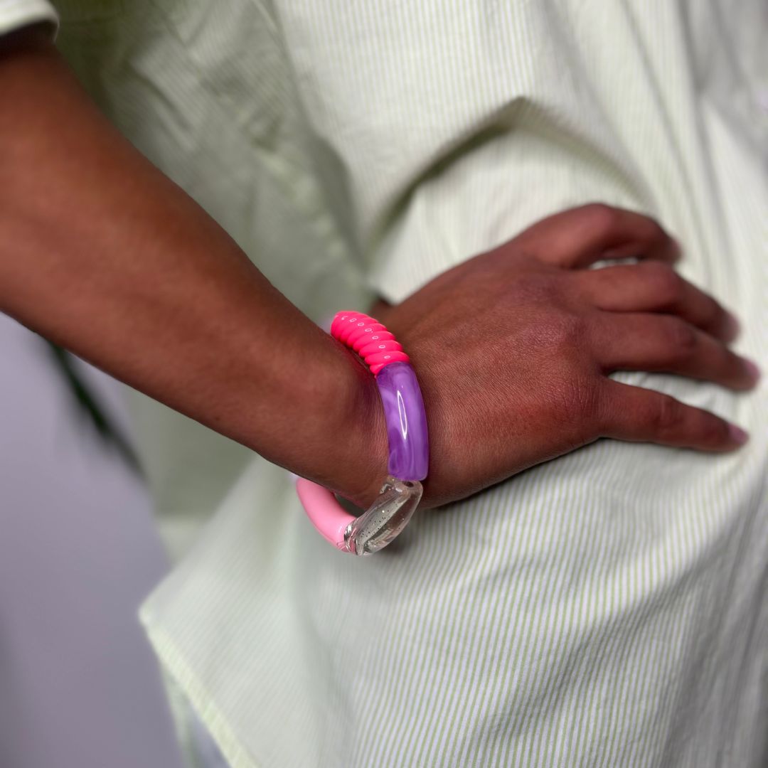 Bracelet SUGAR rose, violet et blanc