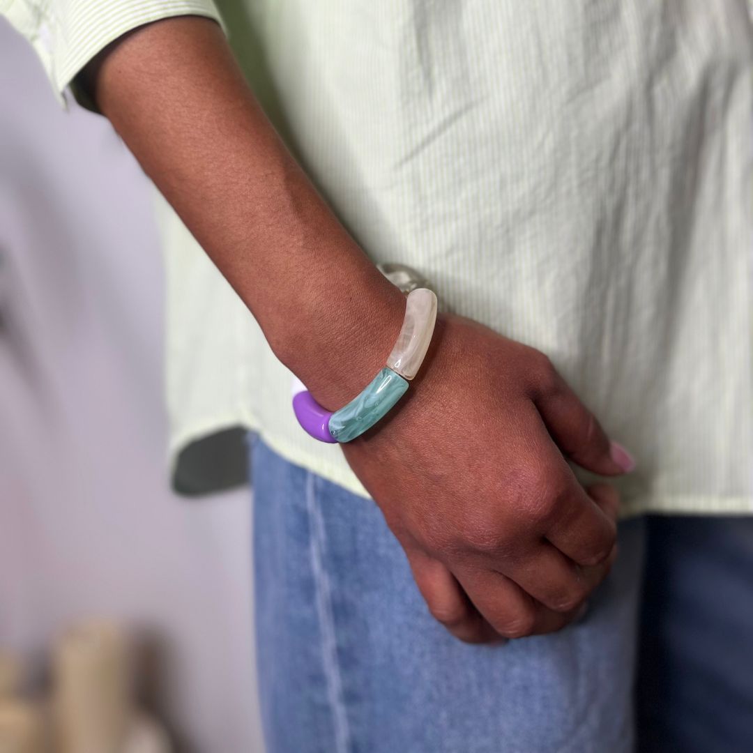 Bracelet SUGAR turquoise, blanc et violet