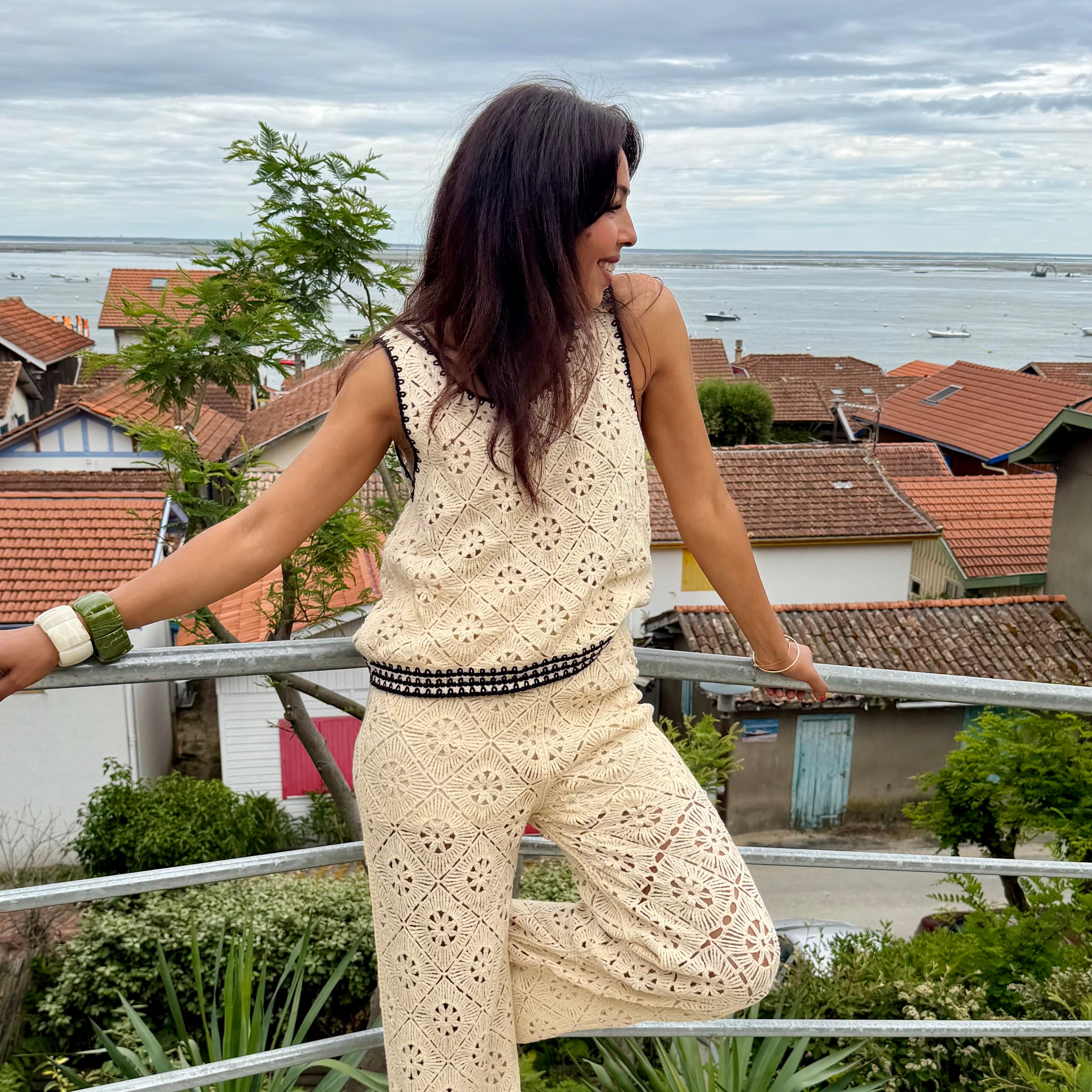 Top crochet ajouré en coton