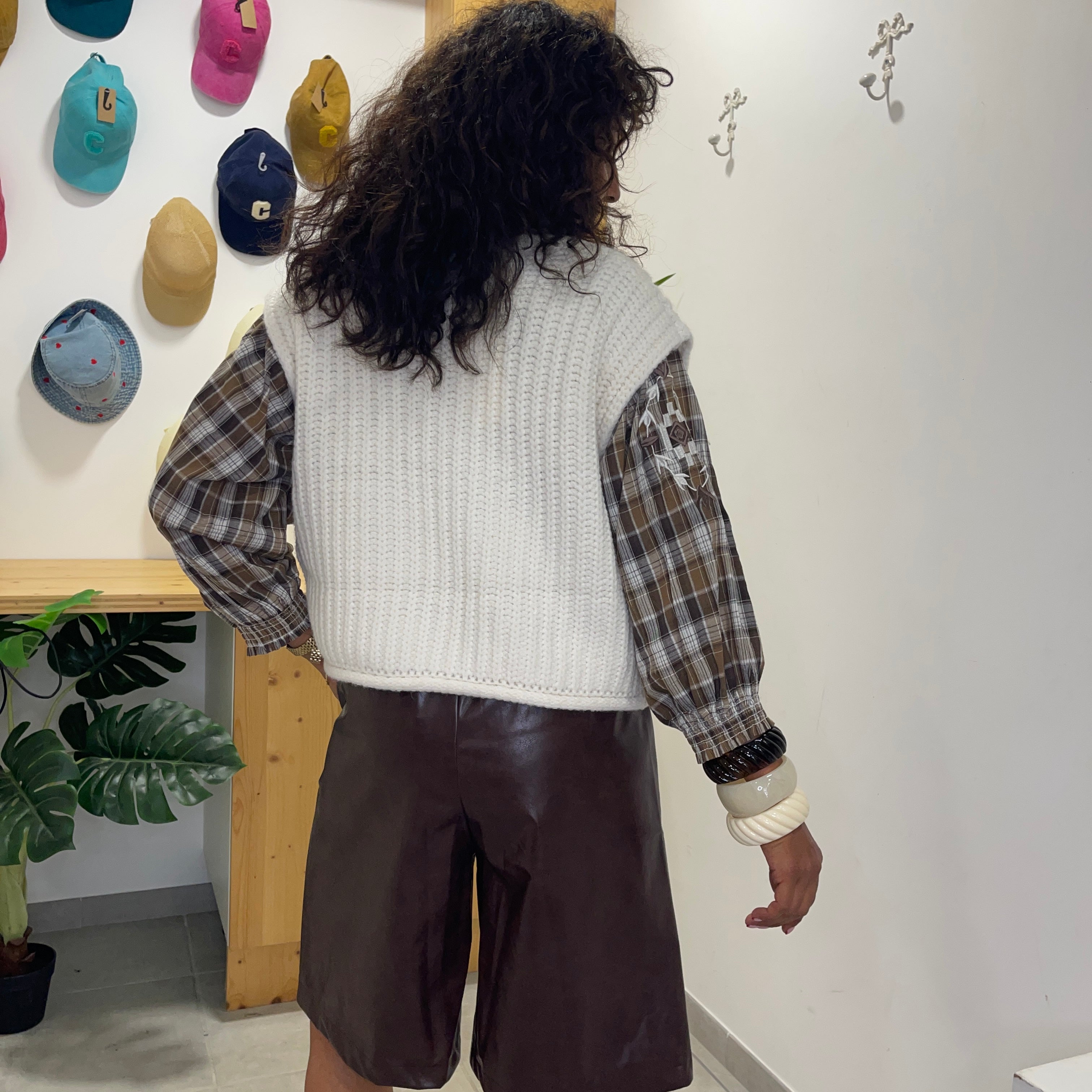 Gilet en maille sans manches SOLEIL Écru