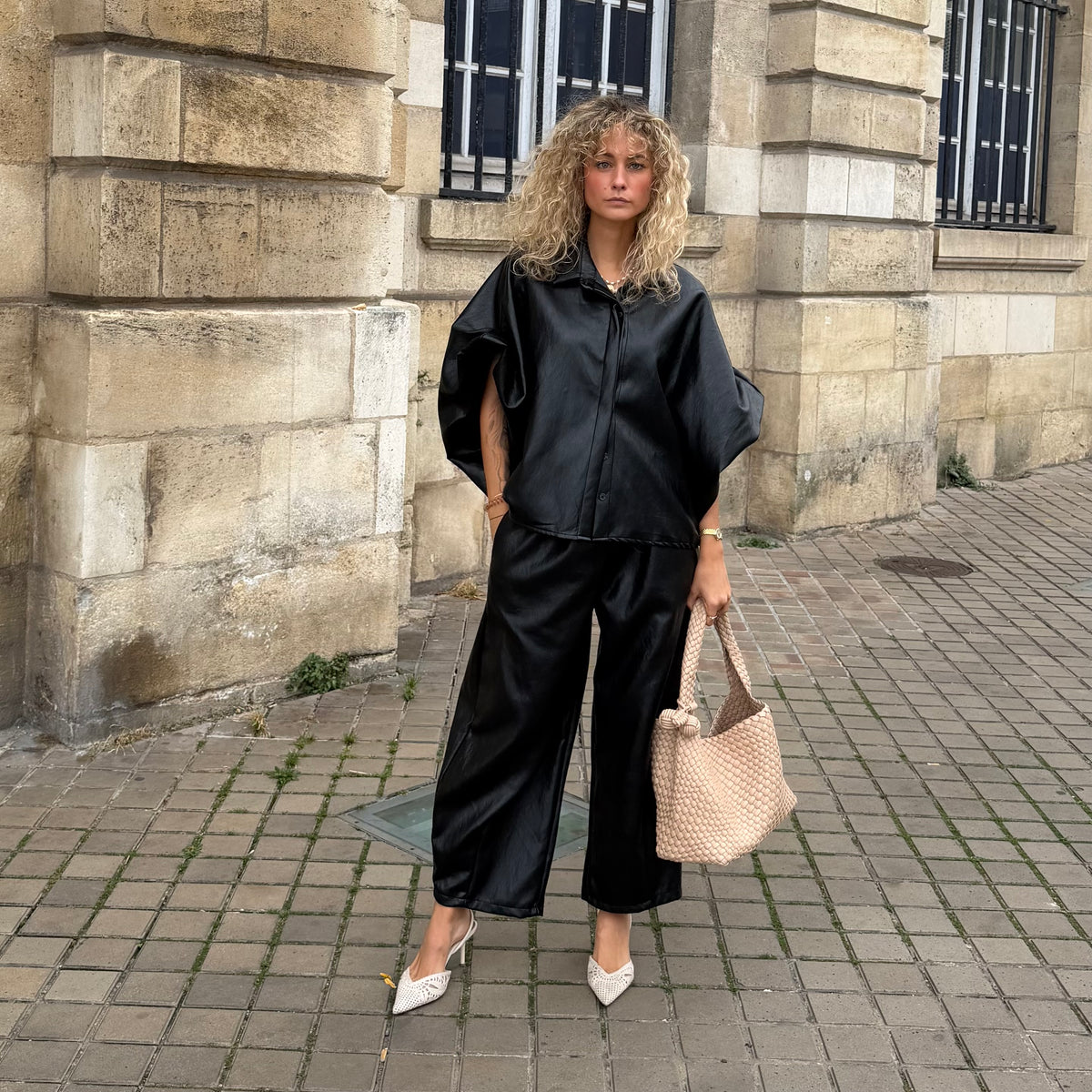 Pantalon MAEVA simili cuir noir