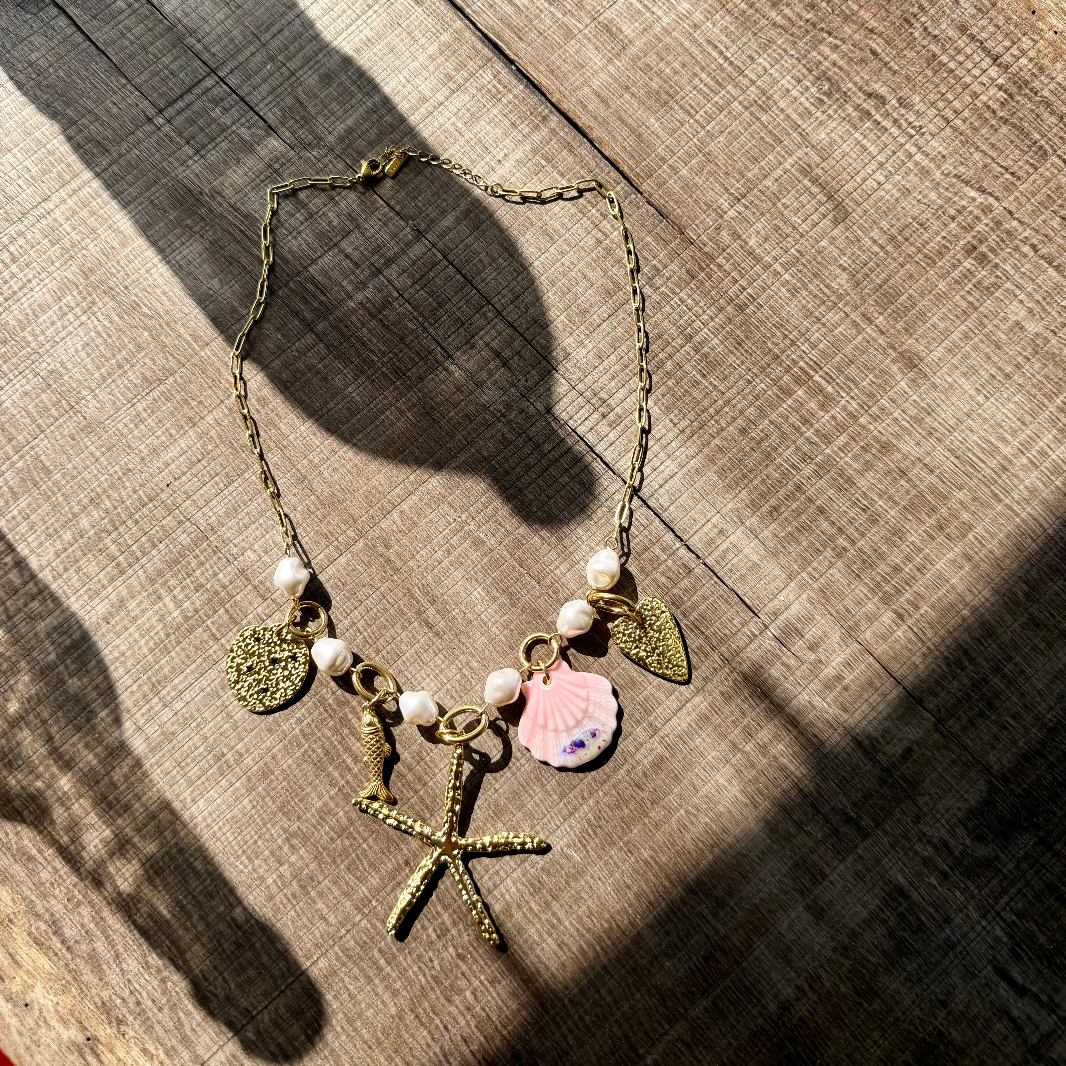 Collier coquillage chaîne or