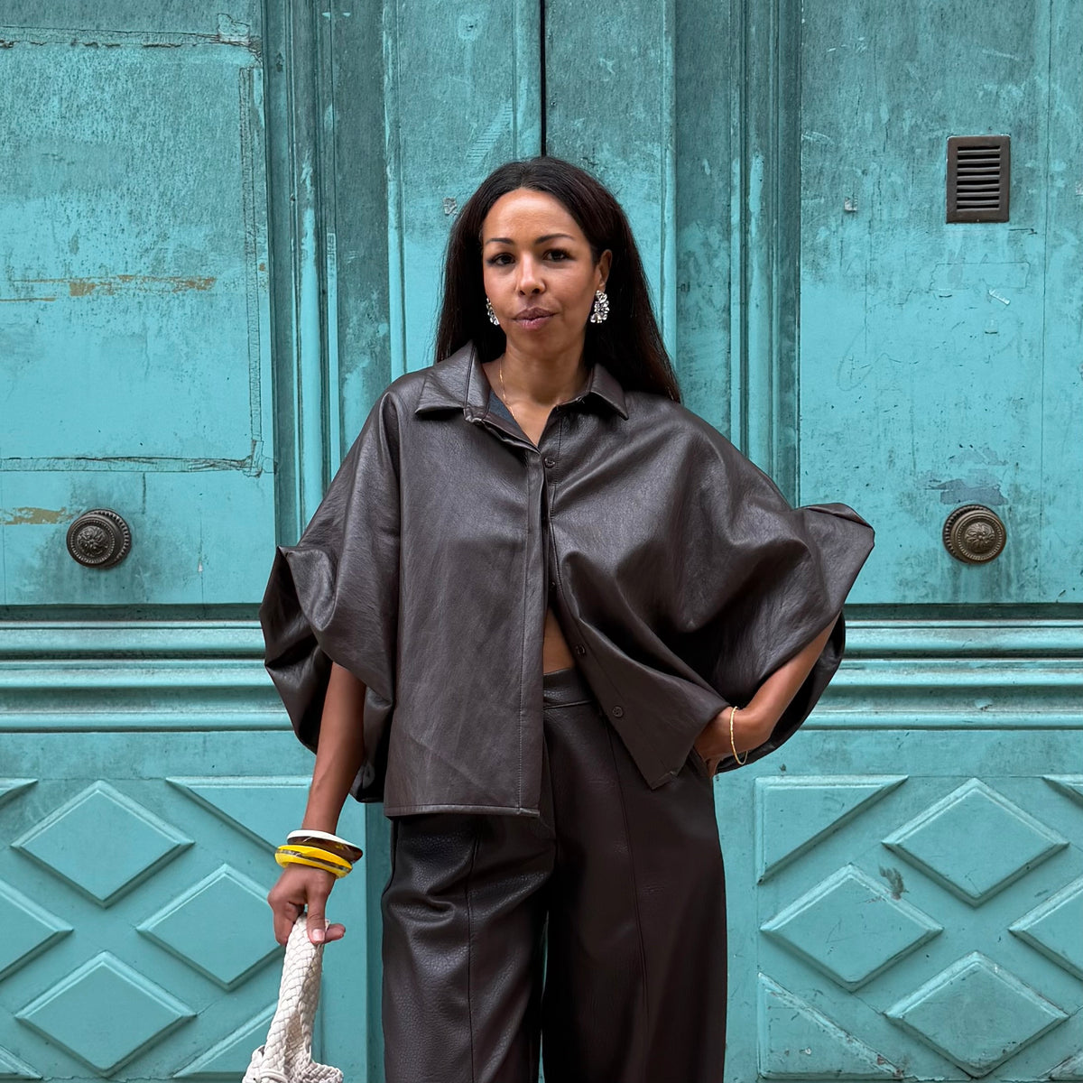Veste MAEVA simili cuir marron