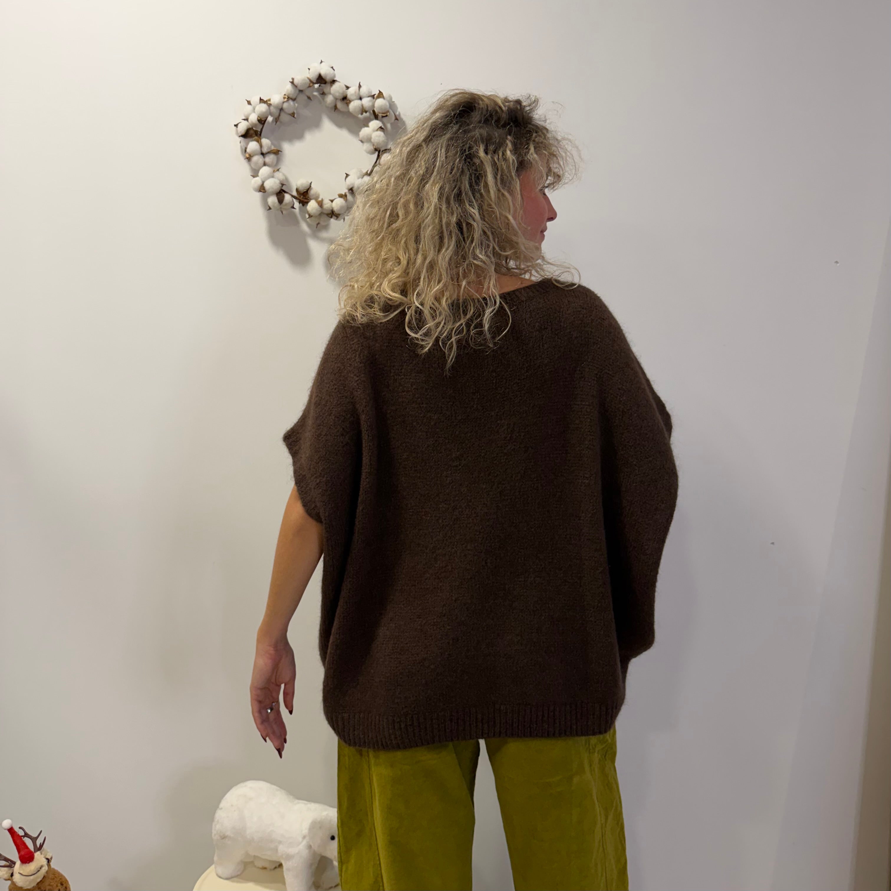 Pull col V sans manche, VALI marron